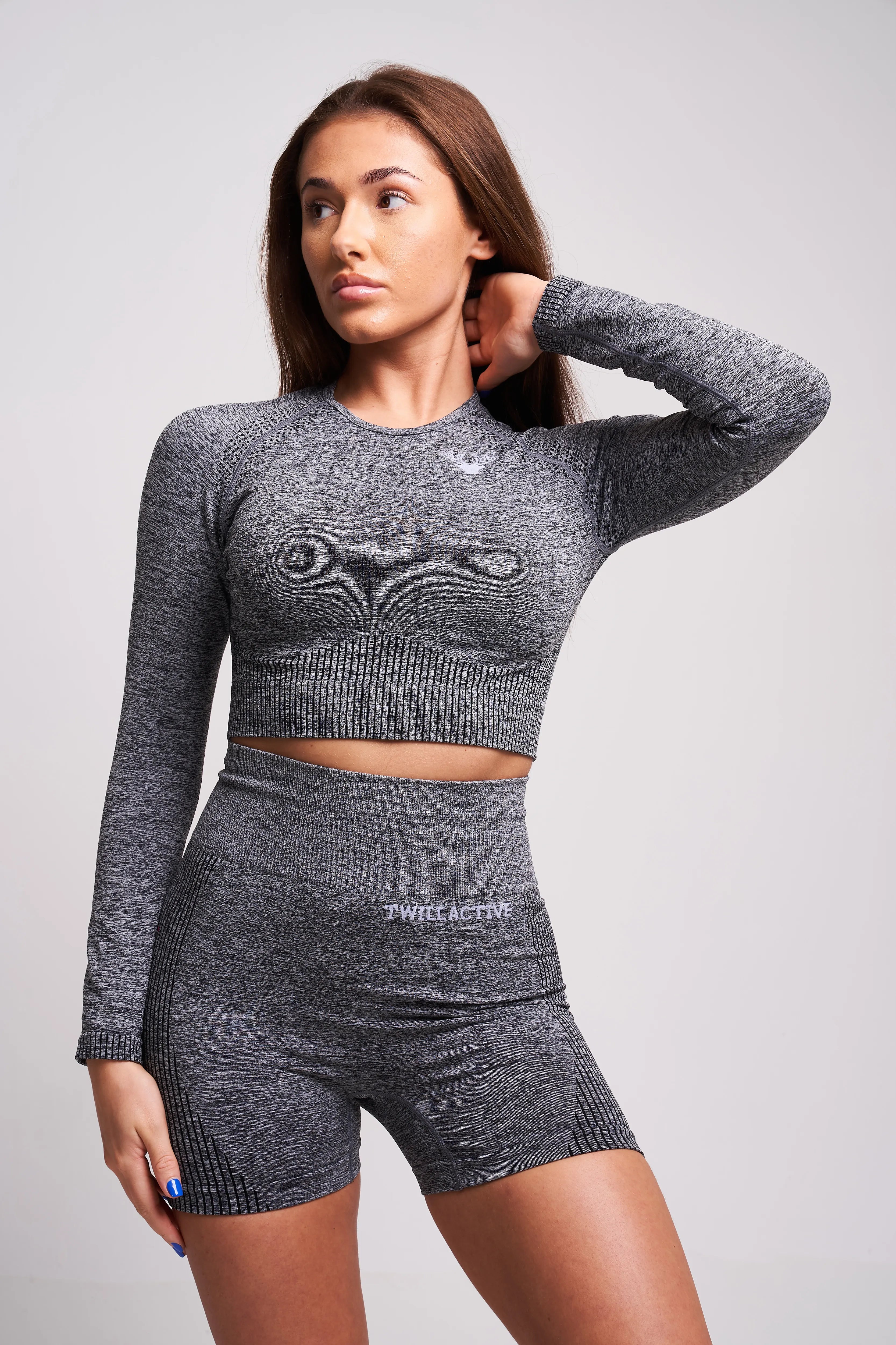 Acelle Women's Recycled Long Sleeve Crop Top - Grey Marl - Sustainable Fashion for Casual Wear & Layering