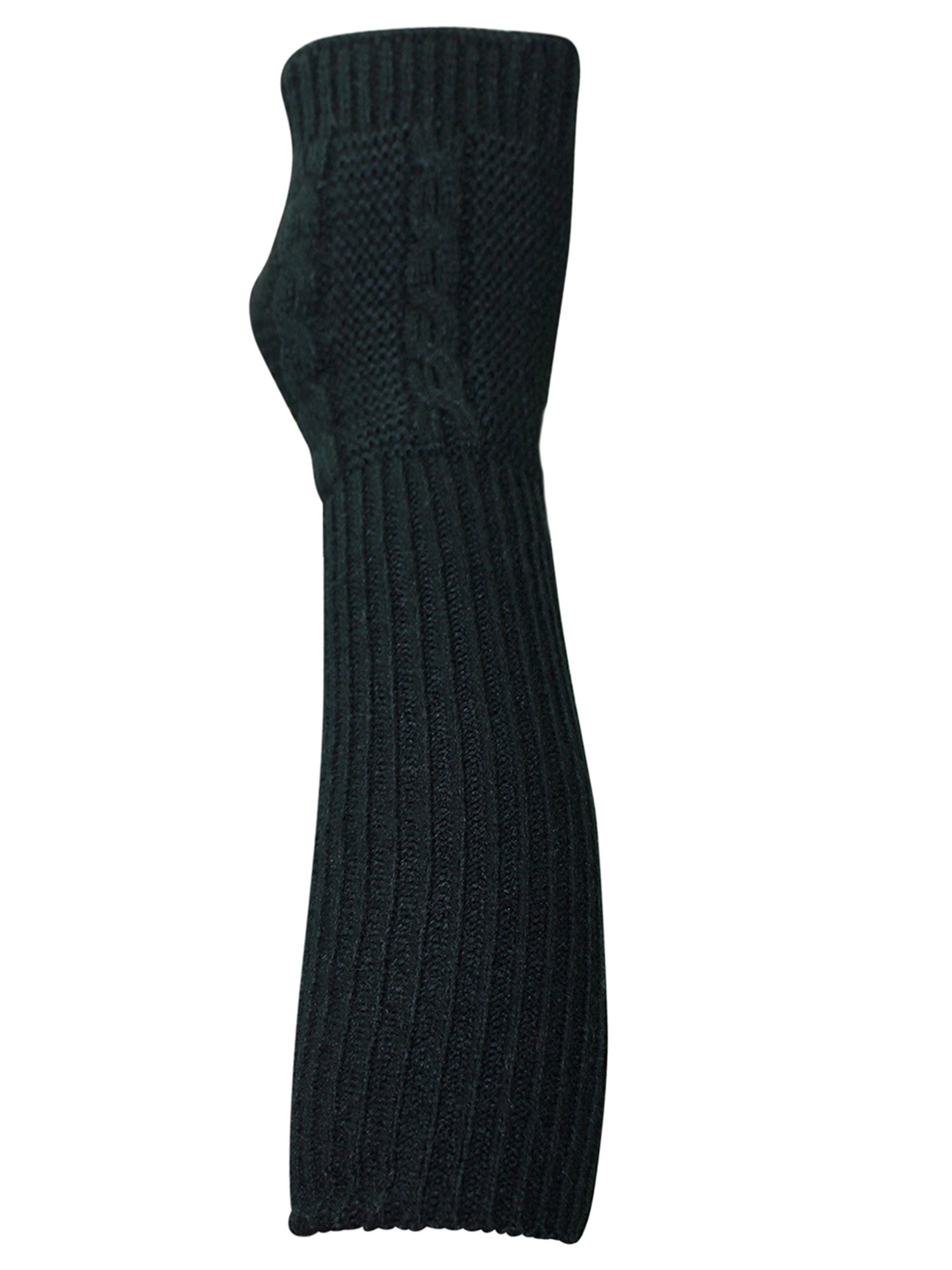 Luxury Divas Black Long Cable Knit Fingerless Gloves for Women - Winter Fashion Accessories, Cold Weather Hand Warmers, Perfect for Outdoor Activities & Stylish Outfits