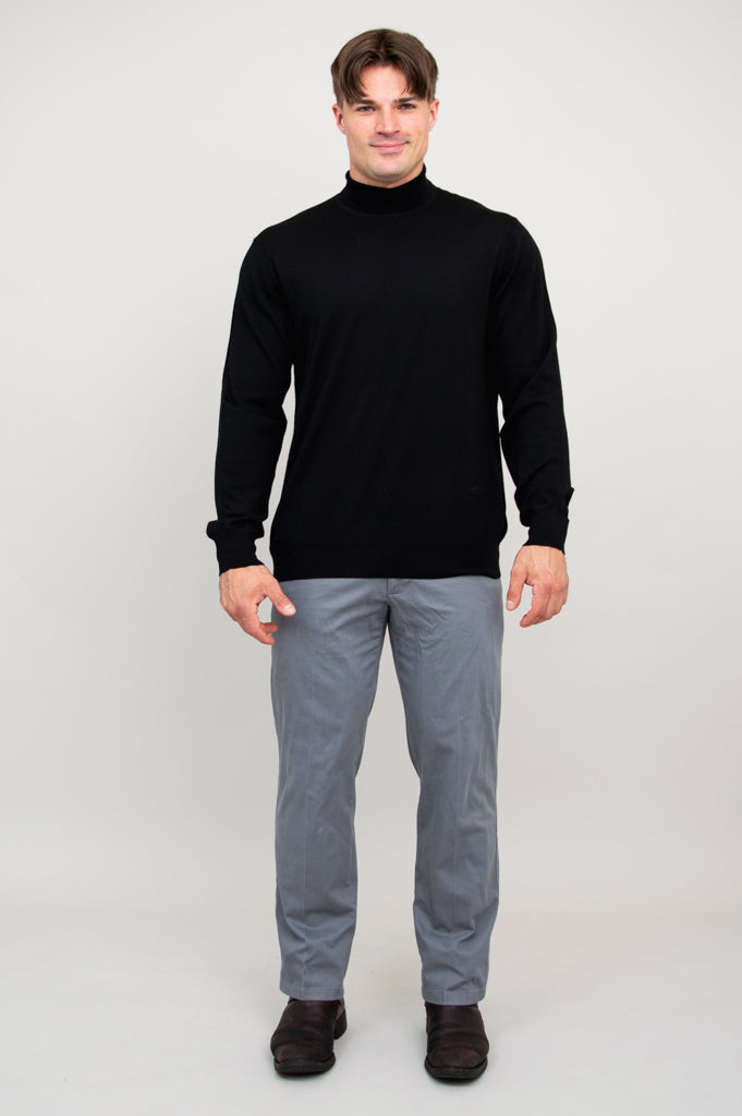 Premium Eric Sweater for Men - 100% Merino Wool, Soft & Warm Winter Pullover (Black) - Perfect for Office, Travel & Casual Outfits