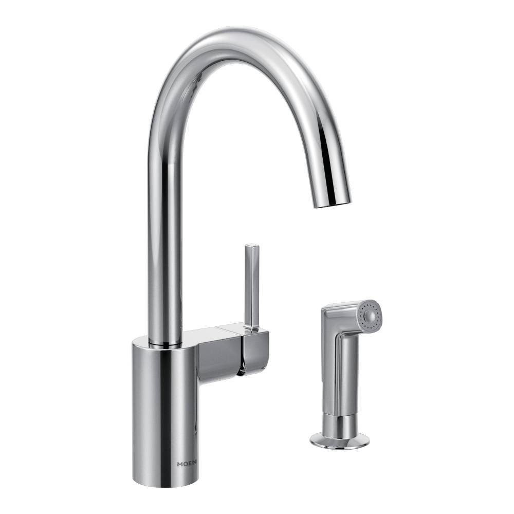 Moen 7165 Chrome Align Kitchen Faucet with Separate Spray - Modern Pull-Down Sink Faucet for Easy Dishwashing & Food Prep