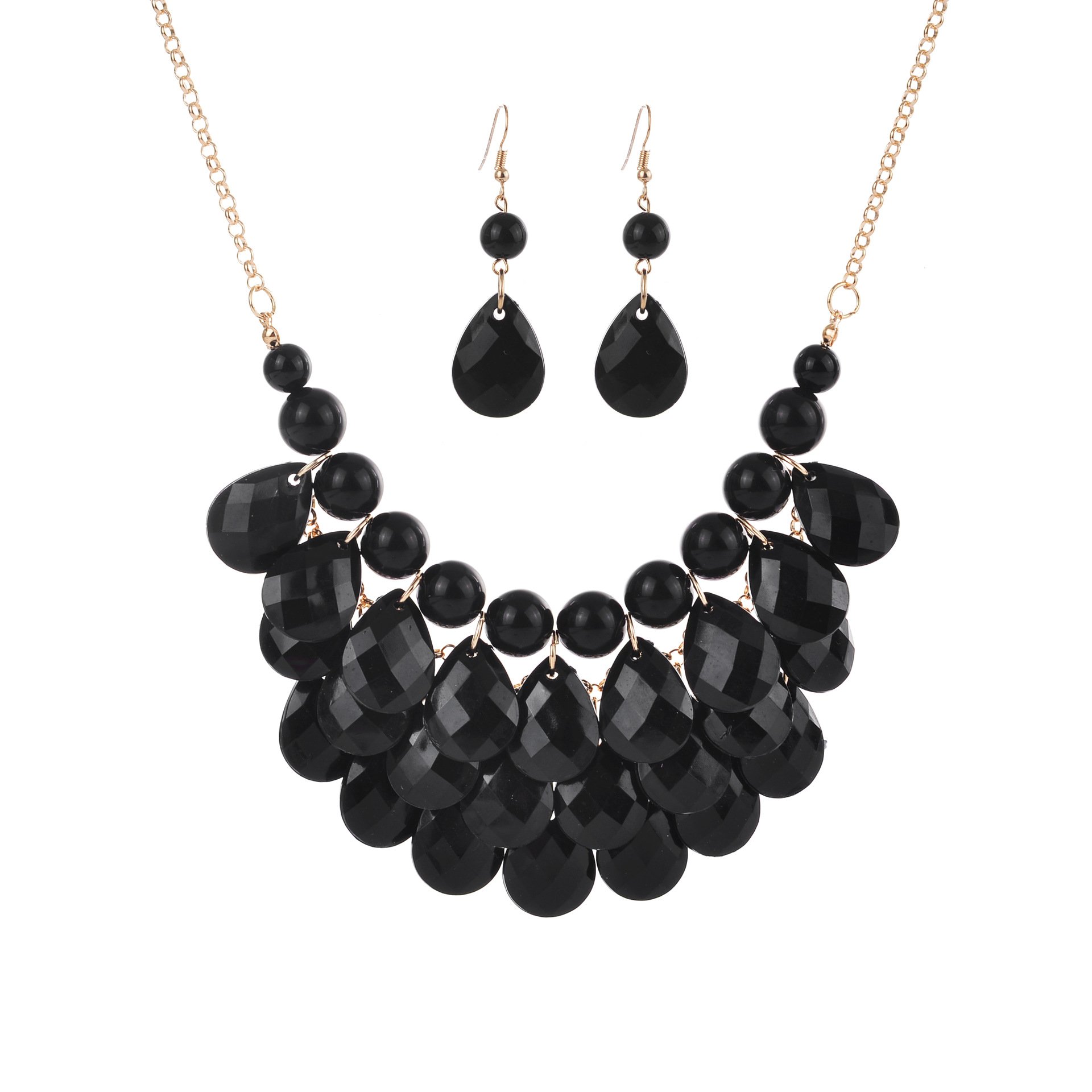 Weicam Women's Chunky Bib Collar Floating Bubble Statement Necklace and Earrings Set - Elegant Jewelry for Parties, Weddings & Special Occasions