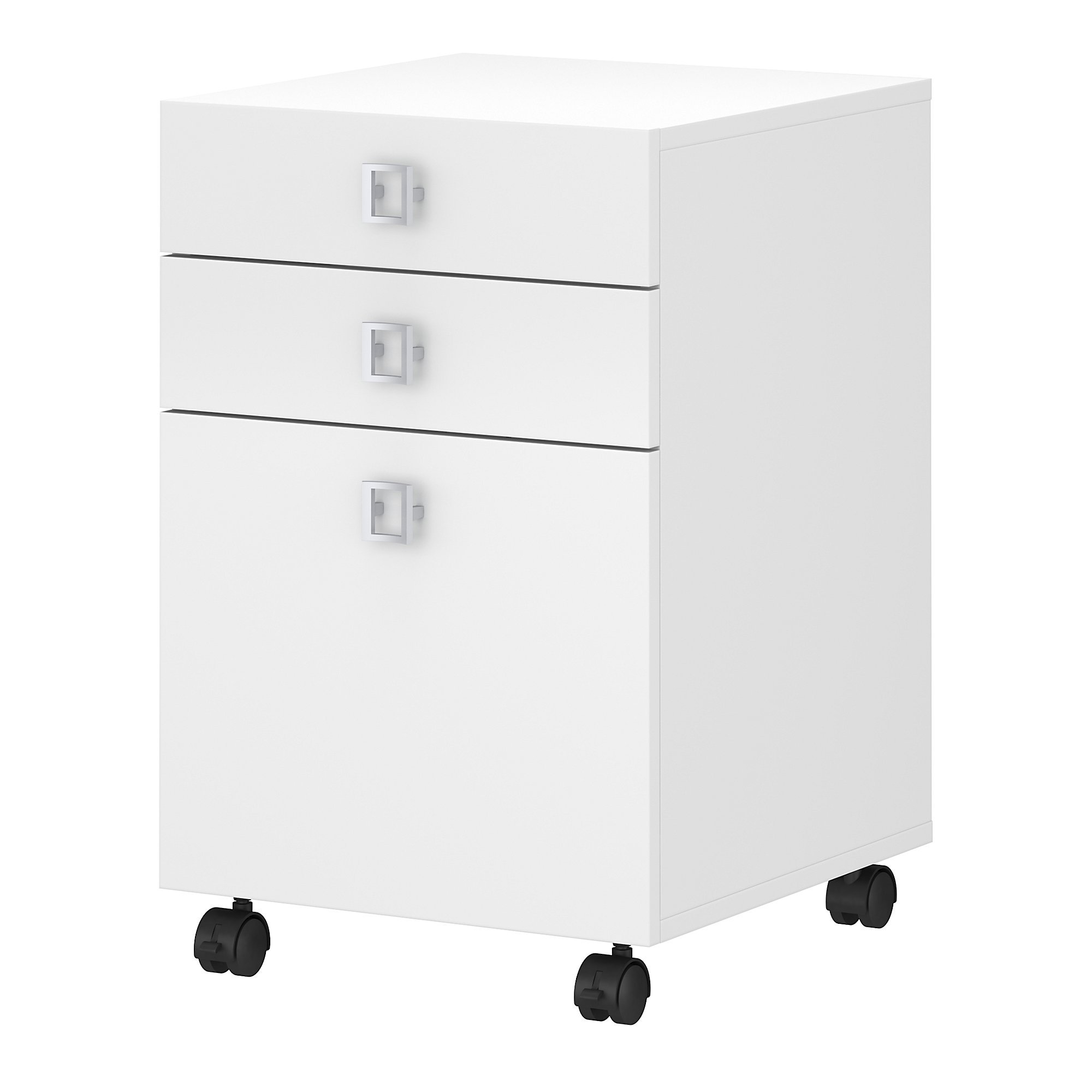Bush Business Furniture Kathy Ireland Echo 3-Drawer Mobile File Cabinet - Pure White | Compact Storage Solution for Office, Home & Workspace Organization