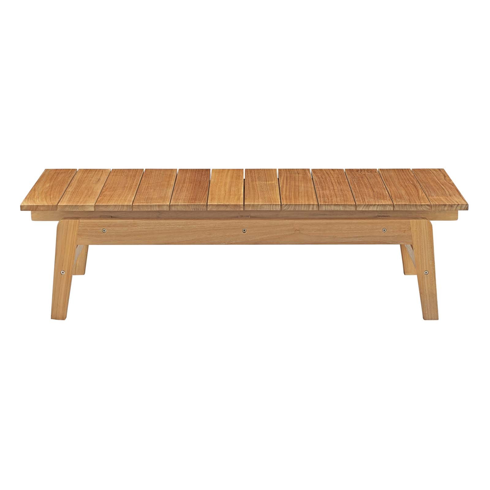 Modway Bayport Teak Wood Outdoor Patio Coffee Table - Natural Finish - Durable Weather-Resistant Teak Furniture for Patio, Garden, Poolside & Backyard Decor