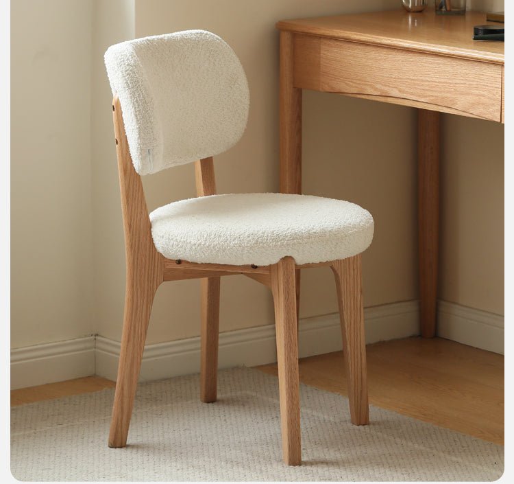 Solid Oak Wood Modern Velvet Makeup Stool - Soft Upholstered Vanity Seat for Dressing Table, Bedroom, and Beauty Salon