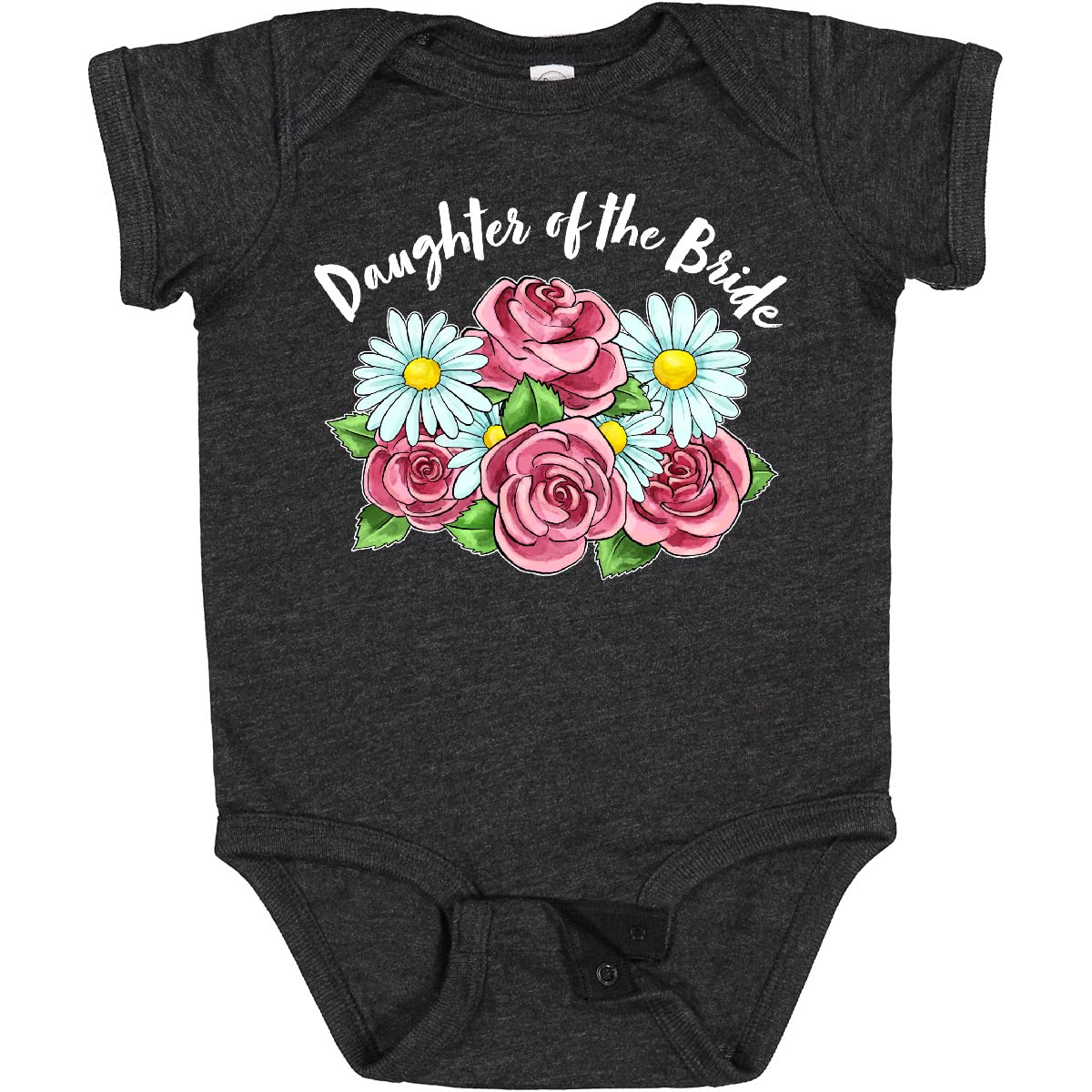 Inktastic Daughter of The Bride Roses and Daisies Baby Bodysuit - Cute Floral Outfit for Wedding, Baby Shower & Family Photos