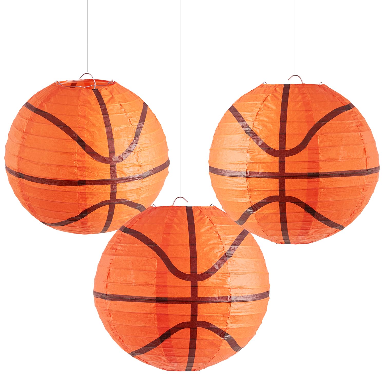 Easy Joy 3-Piece 8-Inch Basketball Party Decorations Set - Hanging Paper Lanterns for Sports Themed Birthday, Baby Shower & Game Night Decor | Perfect for NBA Fans, Basketball Court & Indoor Outdoor Events