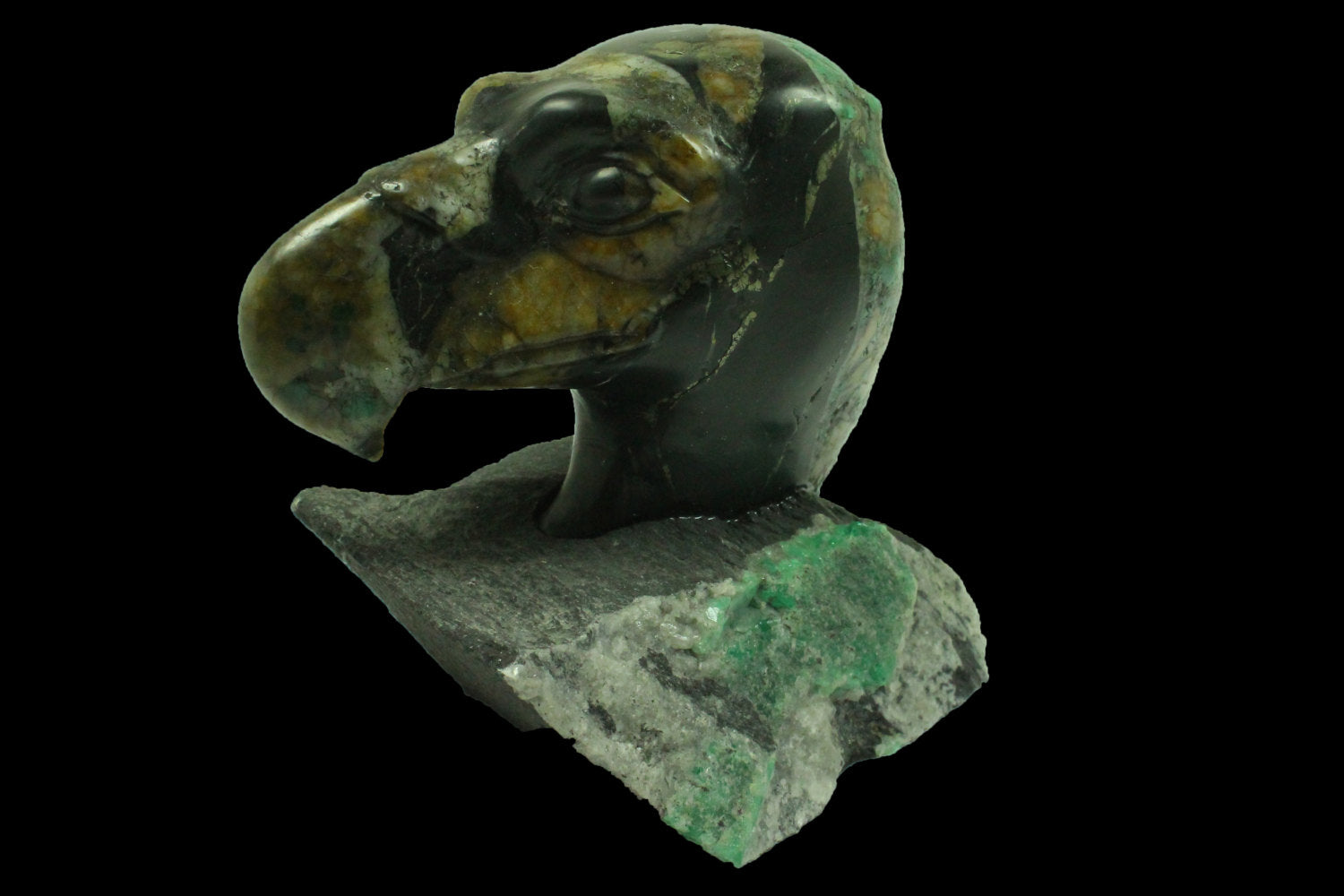Hand-Carved Colombian Emerald Eagle in Natural Matrix - Rare Gemstone Jewelry for Collectors & Gifts | Perfect for Home Decor, Spiritual Altars & Unique Jewelry Making