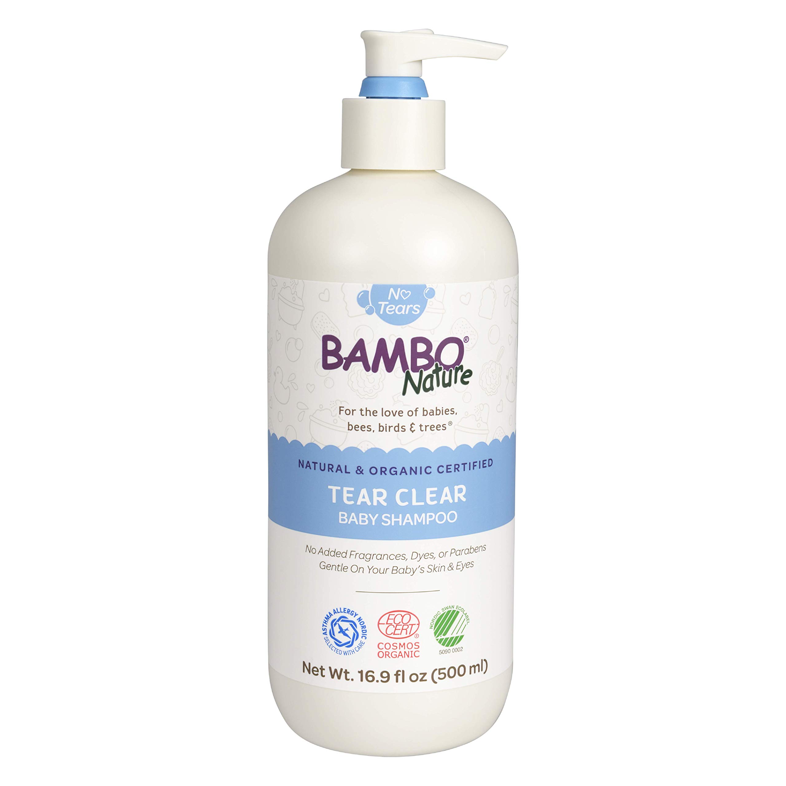 Bambo Nature Tear-Free Baby Shampoo - Gentle & Hypoallergenic for Newborns & Kids - 16.9 fl oz (500ml) x 6 Bottles - Safe for Daily Bath Time & Sensitive Skin Care