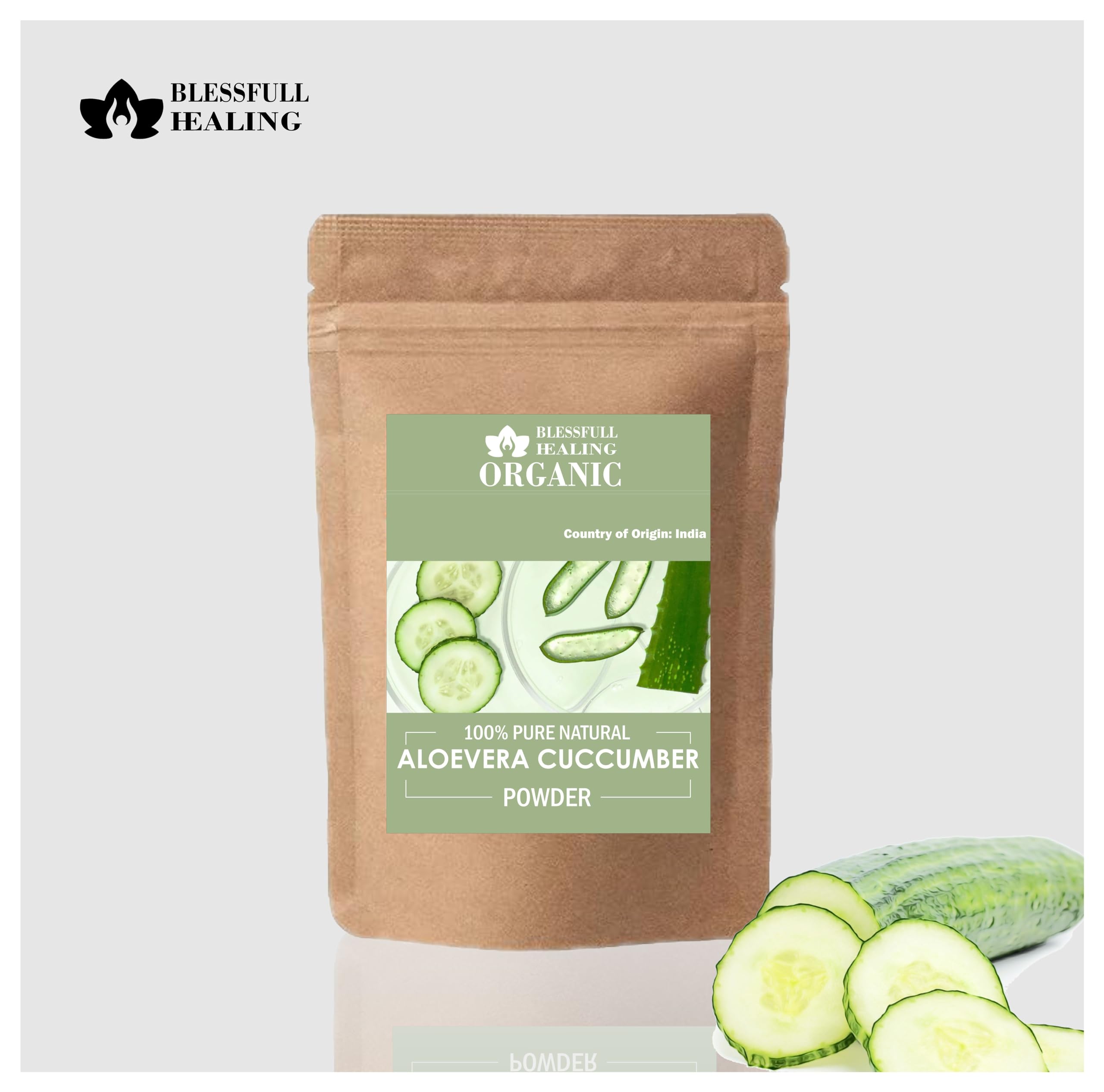 Premium 100% Pure Natural Aloe Vera Cucumber Powder for Skin Care & Hair Growth - 100g (3.52 oz) | Organic Face Mask, DIY Beauty Recipes, Sunburn Relief & Hydration