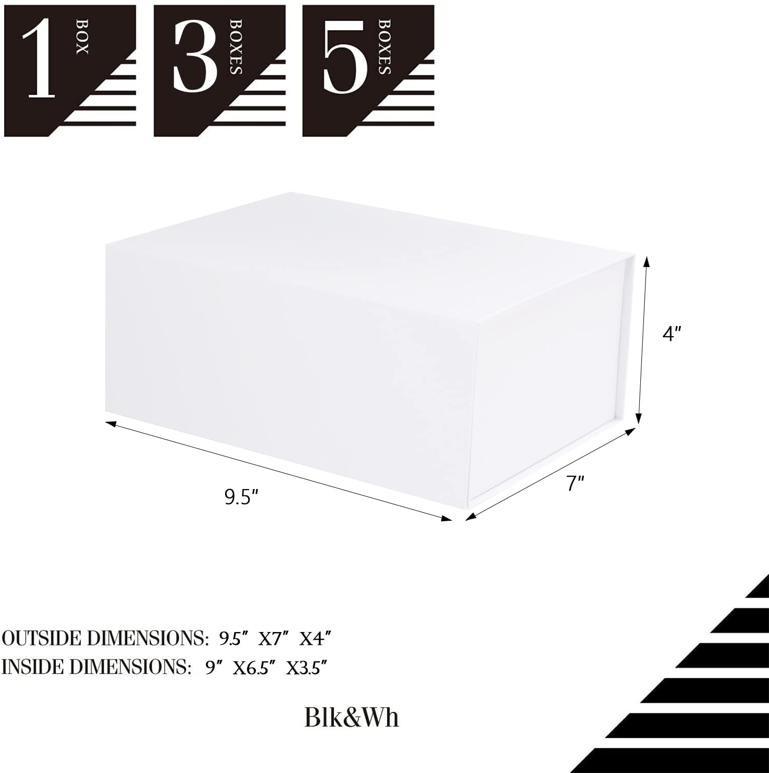 BLK&WH 9x6.5x3.8 Inch White Gift Box with Lid - Elegant Bridesmaid Proposal Box, Collapsible Matte White Packaging for Jewelry, Cosmetics & Special Occasions