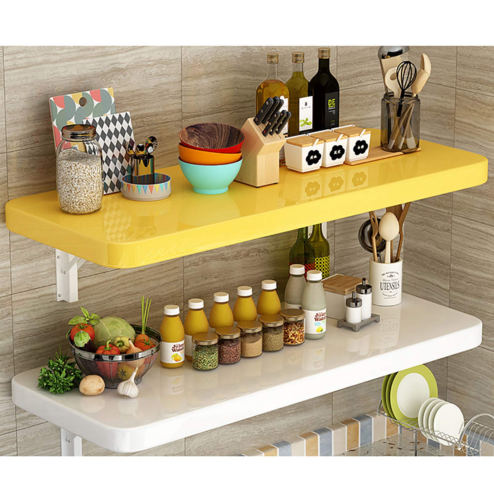 Feelme Folding Wall-Mounted Drop-Leaf Table - Space Saving Study Desk for Small Rooms, Home Office Computer Desk, Kids Study Table & Kitchen Dining Table - Perfect for Apartments, Dorms & Tiny Homes
