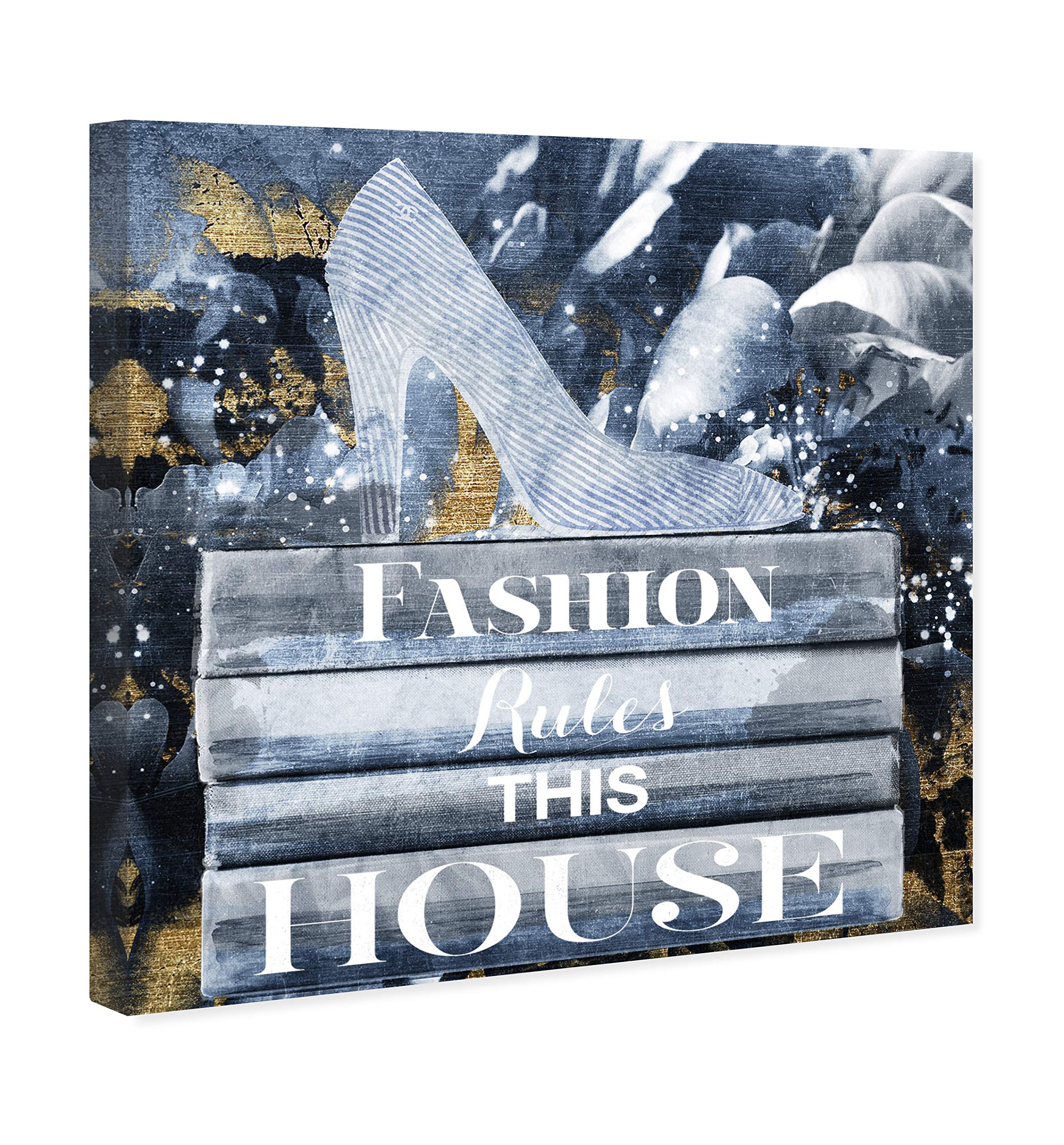 Oliver Gal Artist Co. 'Fashion Rules' Glam Wall Art Canvas Print - 12x12 Inches Gray & Gold Home Decor - Perfect for Living Room, Bedroom & Office Wall Decor