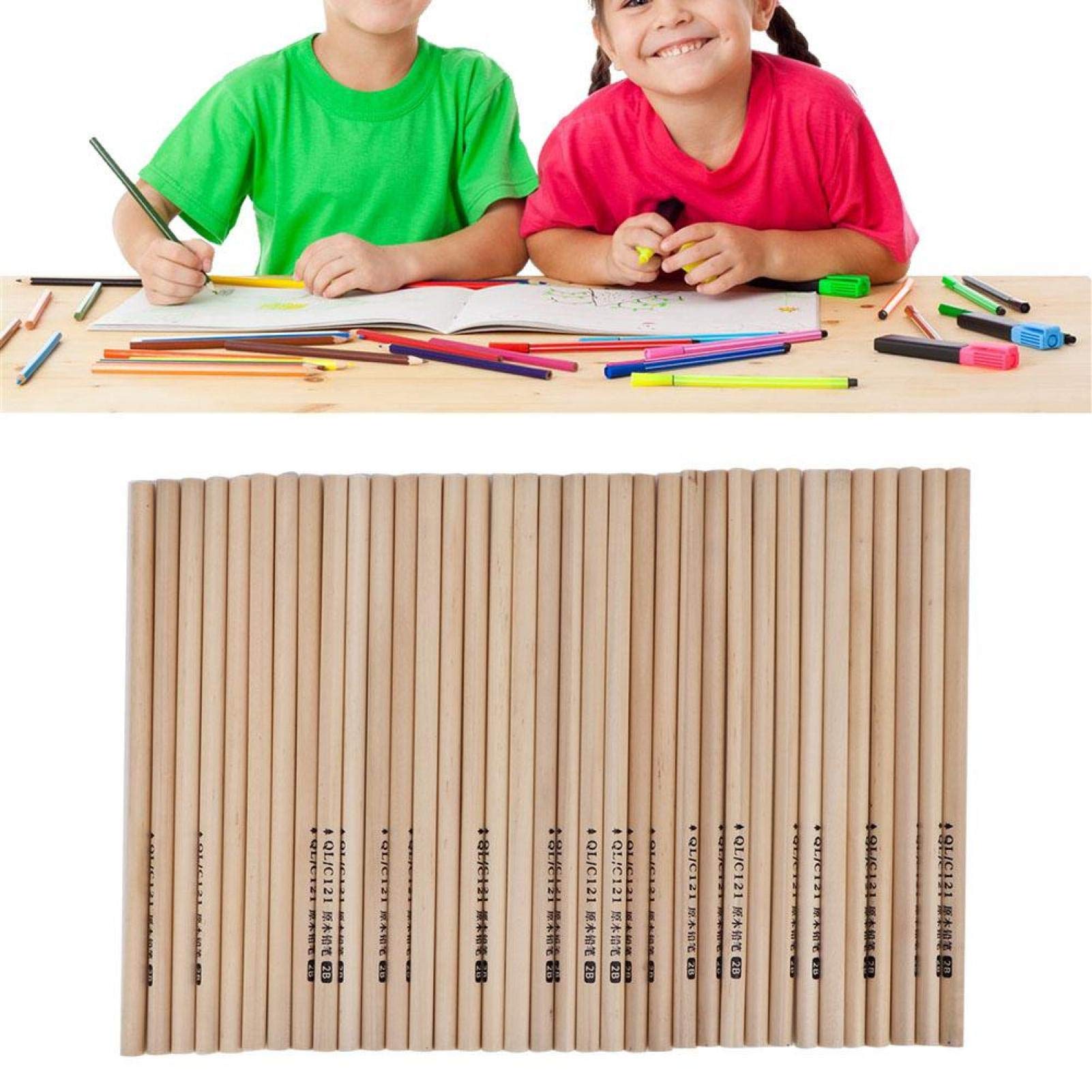 Zerodis 50-Pack HB 2B Pencils - Bulk Wooden Hexagonal Graphite Pencils for School, Office & Exams - Perfect for Standardized Testing, Classroom Writing & Art Sketching
