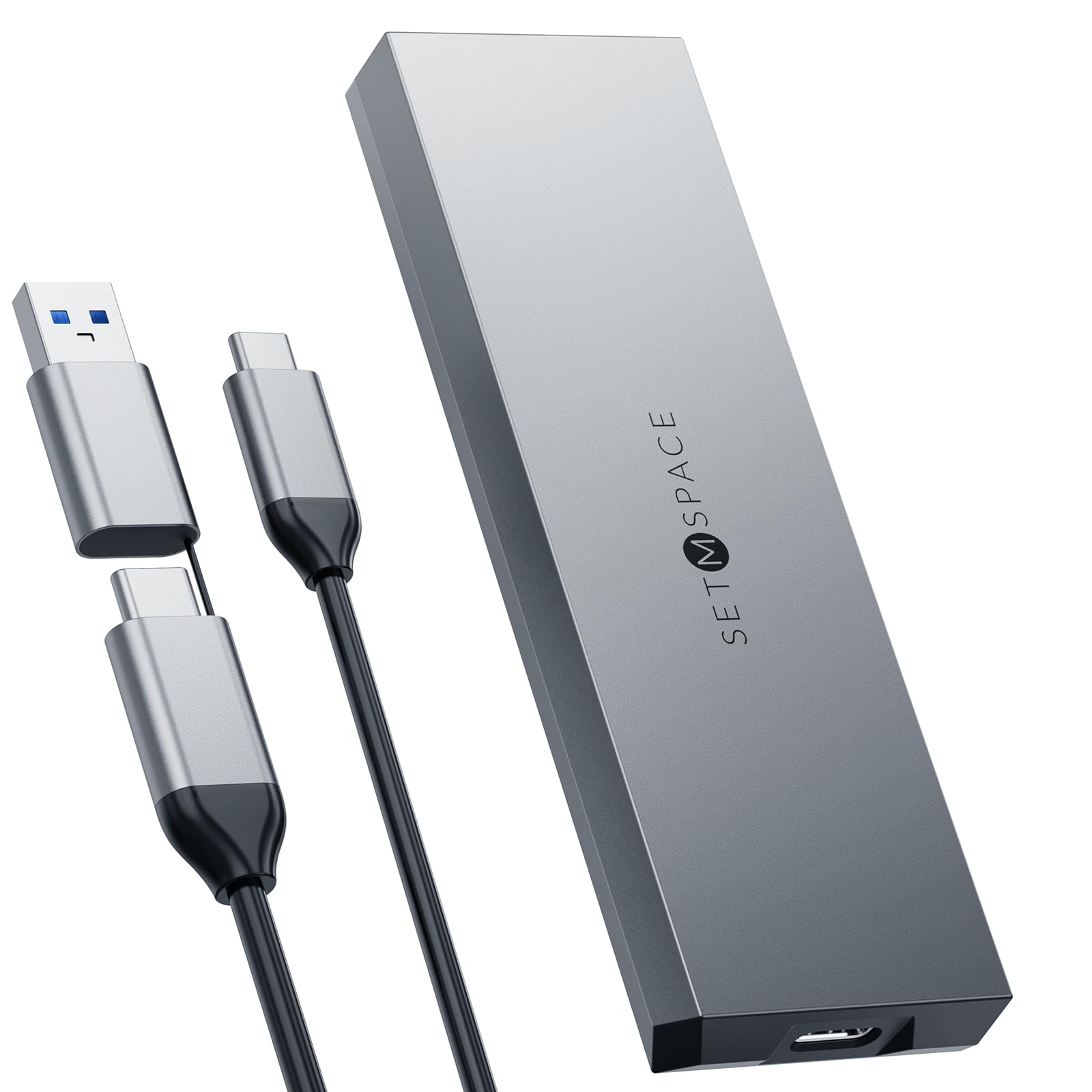 Premium Aluminum Alloy NVMe SSD Enclosure - 10Gbps USB 3.2 Gen 2 M.2 NVMe External Case for 2230/2242/2260/2280 SSDs with USB-C & USB-A Cables - Durable Screw-Fixed Design for Gaming, Video Editing & Data Backup