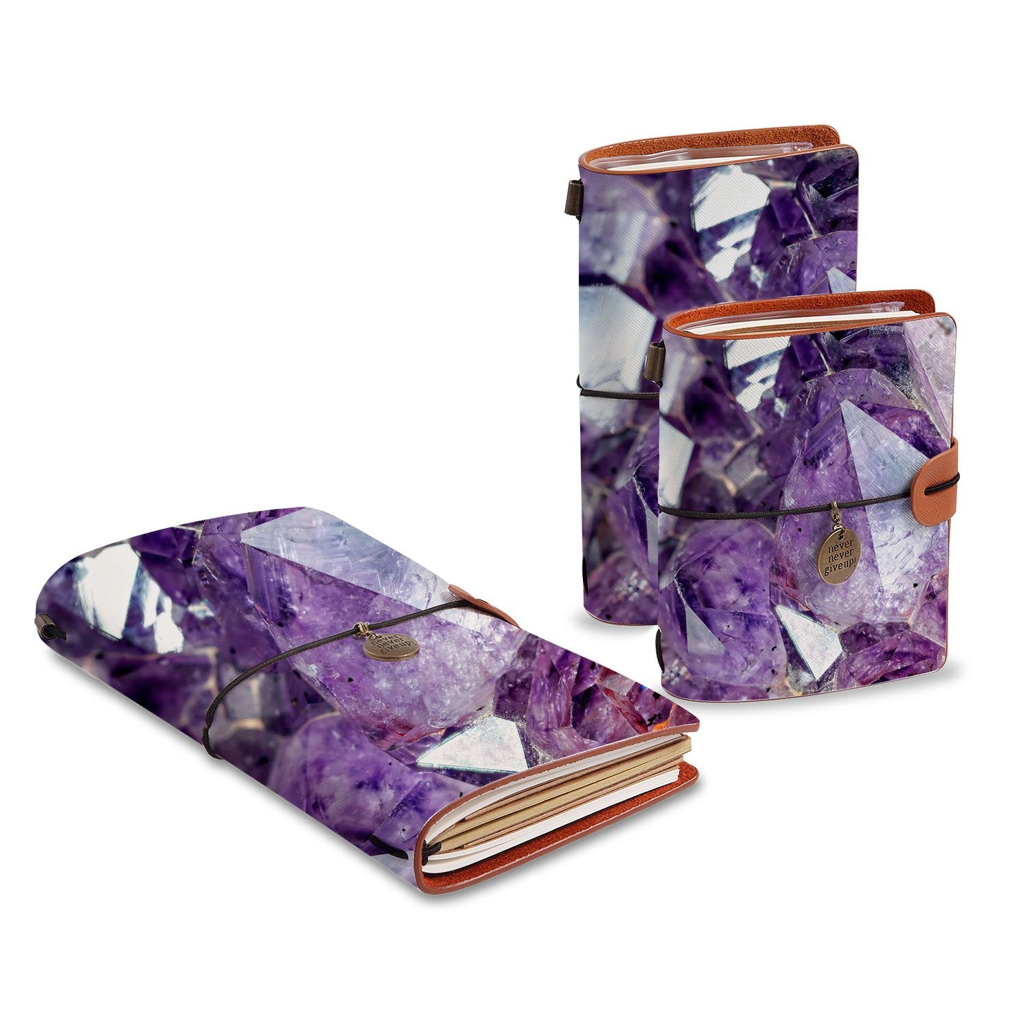 Premium Traveler's Notebook with Crystal Diamond Accents - Elegant Journal for Writing, Sketching & Memory Keeping - Perfect Gift for Travelers, Writers & Artists