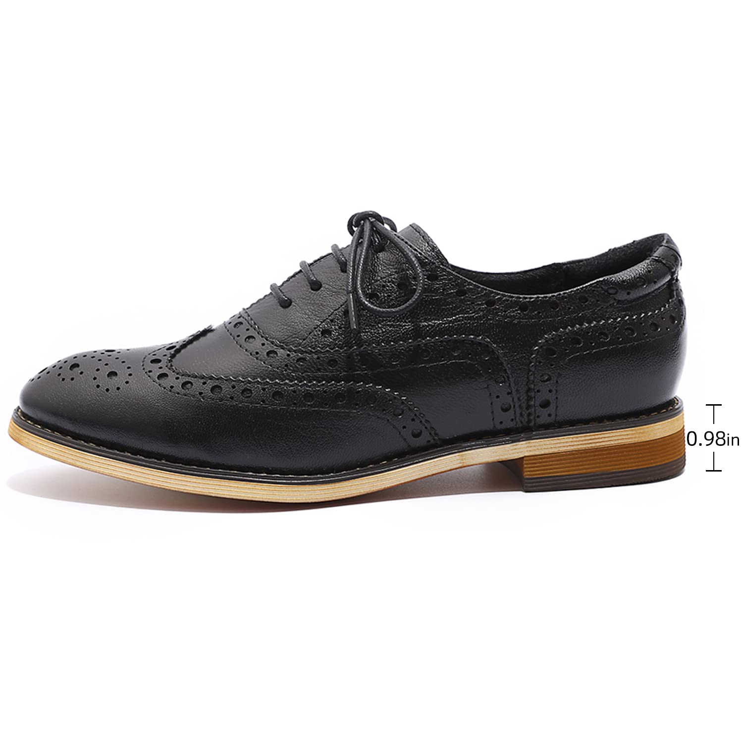 **Women's Leather Wingtip Oxford Shoes – Perforated Brogue Lace-Up Design for Comfort & Style | Perfect for Office, Casual Wear & Special Occasions**