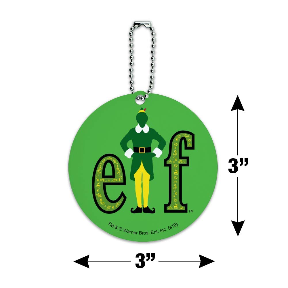 Elf Movie Logo Round Luggage ID Tag - Personalized Suitcase Name Tag for Carry-On Bags - Perfect for Travel, Vacation & Holiday Gift