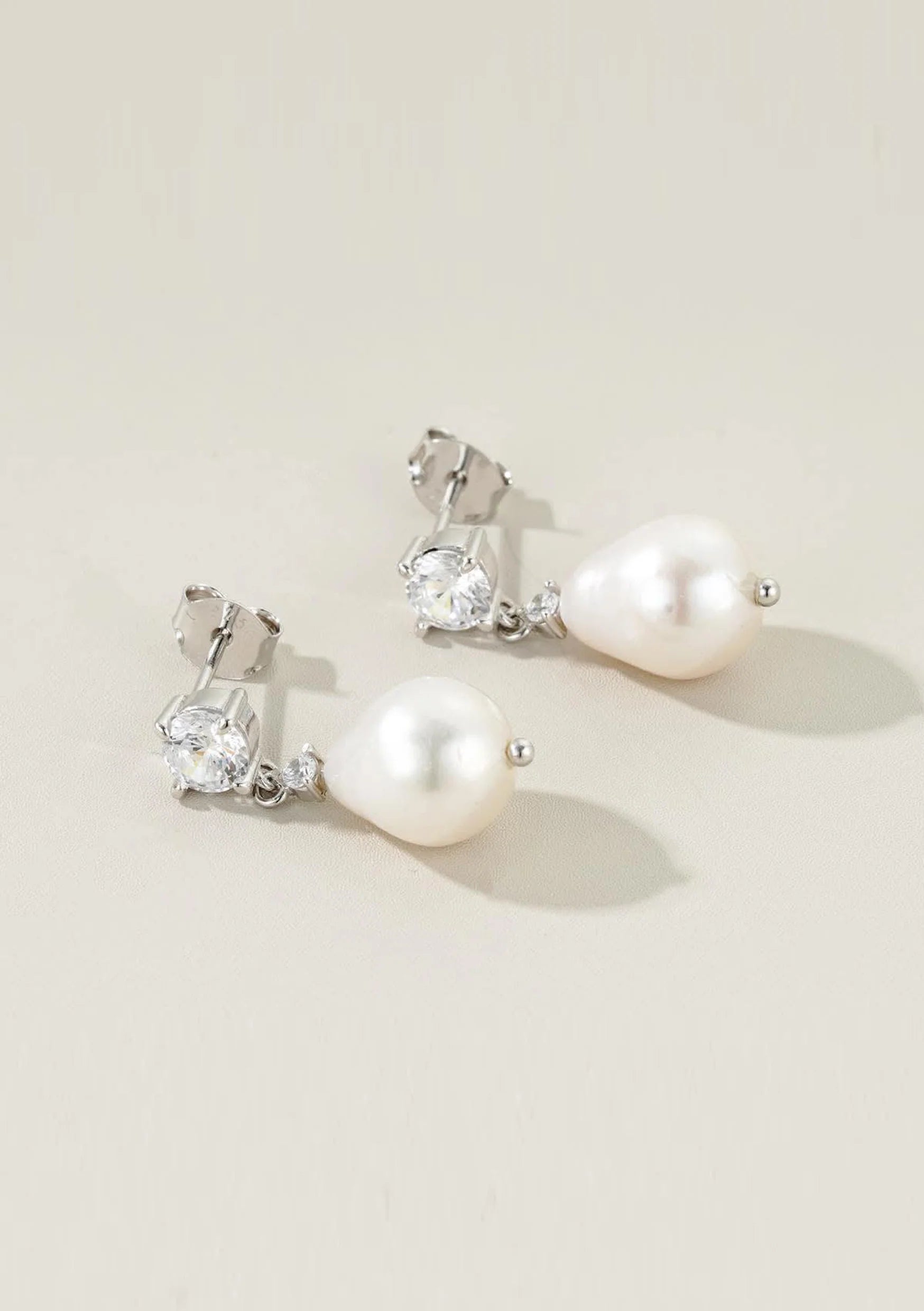 Lola Knight Brooklyn Crystal & Pearl Bridal Drop Earrings - Sterling Silver Wedding Jewelry for Brides, Bridesmaids & Special Occasions