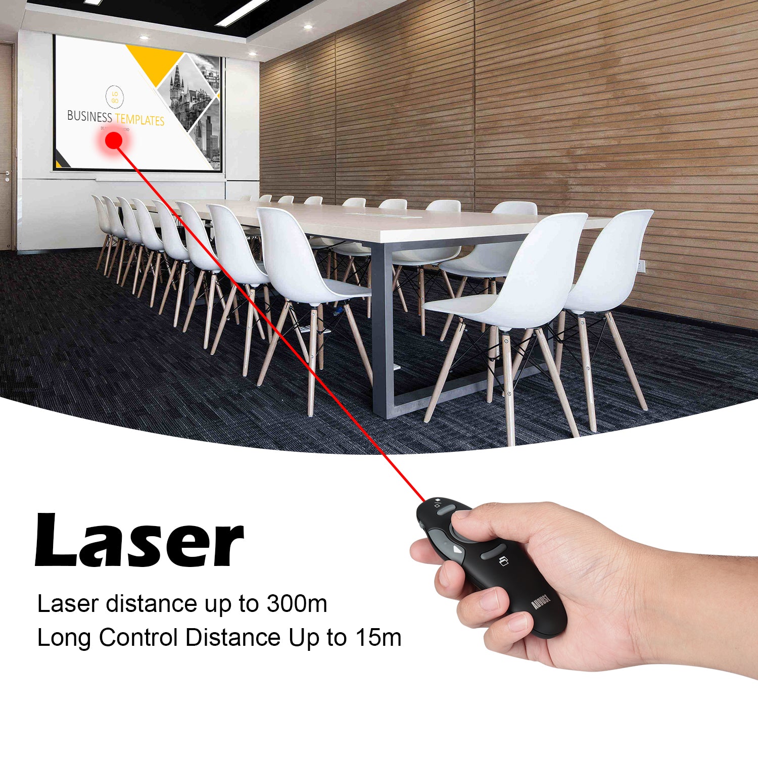 August LP205R Wireless Presenter Remote Control for PowerPoint Presentations - Perfect for Business Meetings, Lectures & Public Speaking