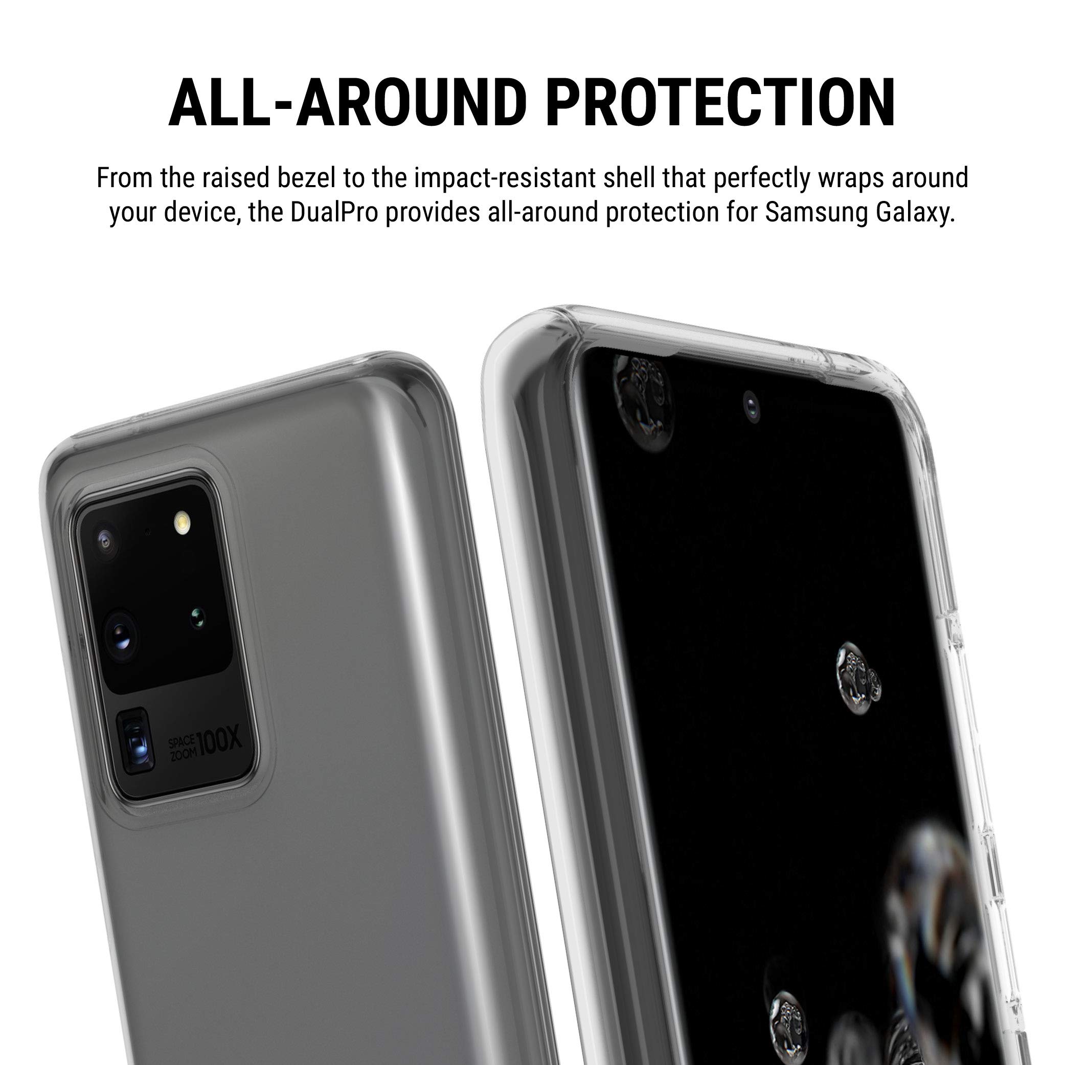 Incipio DualPro Shock-Absorbing Case for Samsung Galaxy S20 Ultra 5G - Samsung Certified Transparent Protective Cover [Qi Wireless Charging Compatible] - Durable Phone Case for Work, Travel & Outdoor Activities - Model SA-1039-CLR