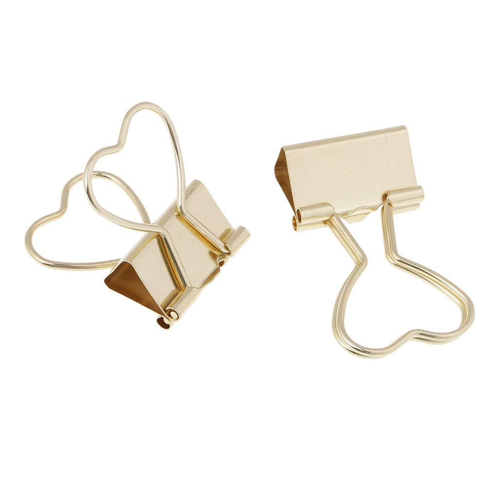 12-Piece Gold Heart-Shaped Metal Binder Clips for Office, School, and Home Organization - Perfect for Paperwork, Photos, and DIY Projects