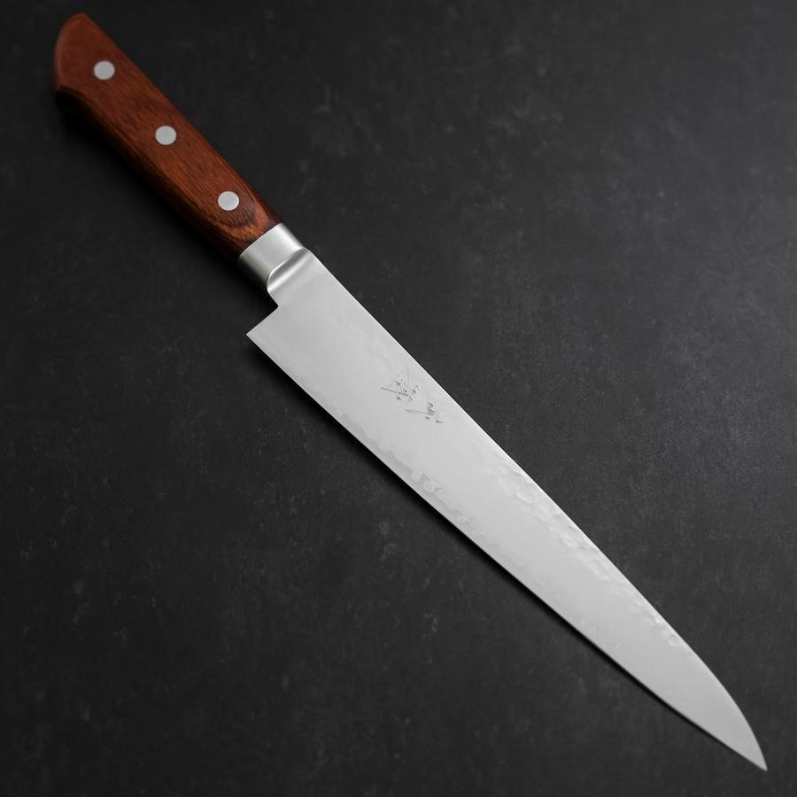 Premium Japanese Sujihiki Knife 210mm - VG-5 Stainless Steel with Tsuchime Hammered Finish & Western Handle - Perfect for Sushi, Sashimi, and Meat Slicing