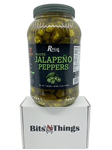 Regal Foods Sliced Jalapeno Peppers 1 Gallon - Spicy Pickled Peppers for Nachos, Tacos, Pizza & Sandwiches - Bulk Mexican Food Ingredient