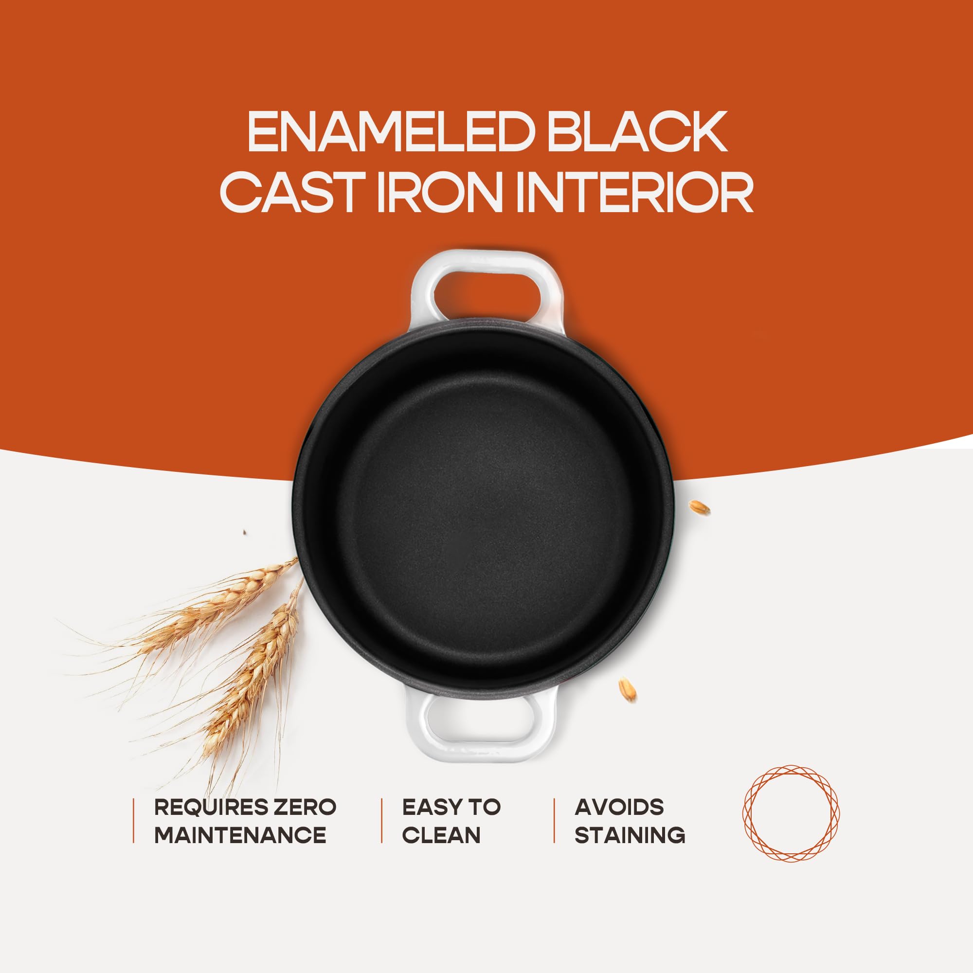 Enameled Cast Iron Dutch Oven 6 Quart - 10 Inch Ceramic Coated Cookware with Lid & Non-Stick Silicone Baking Mat - Perfect for Sourdough Bread Baking, Roasting, Stewing & Camping - White 6 Qt