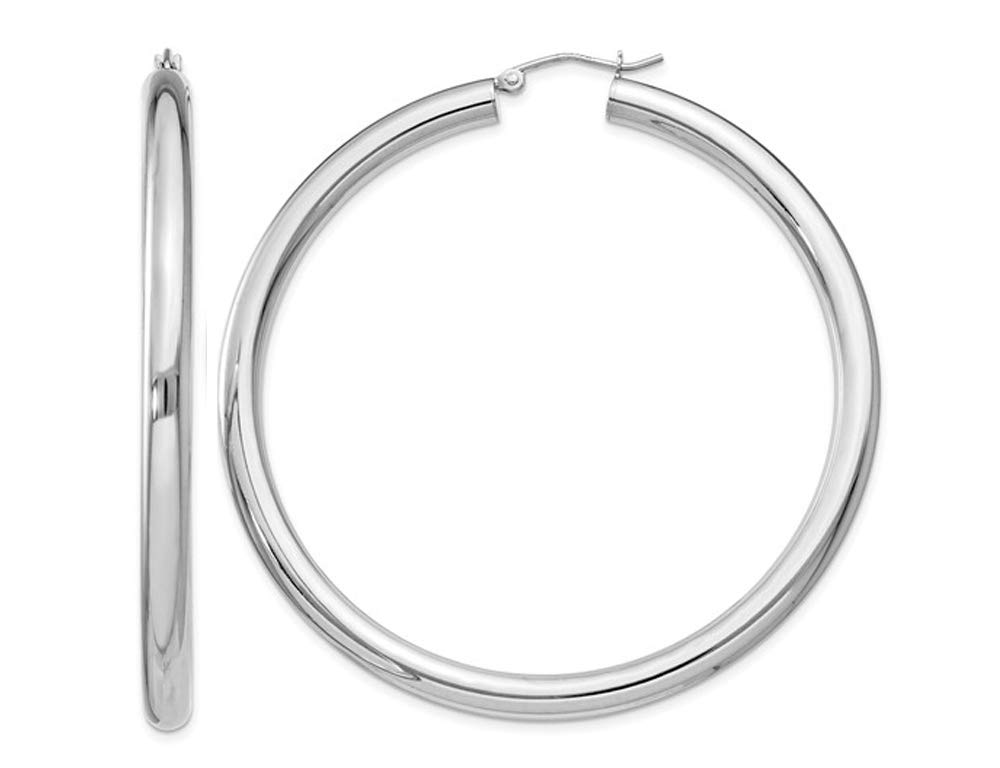 Extra Large Sterling Silver Hoop Earrings - 2.5 Inch (4.0mm) Durable 925 Silver Fashion Jewelry for Women - Perfect for Parties, Weddings & Everyday Wear