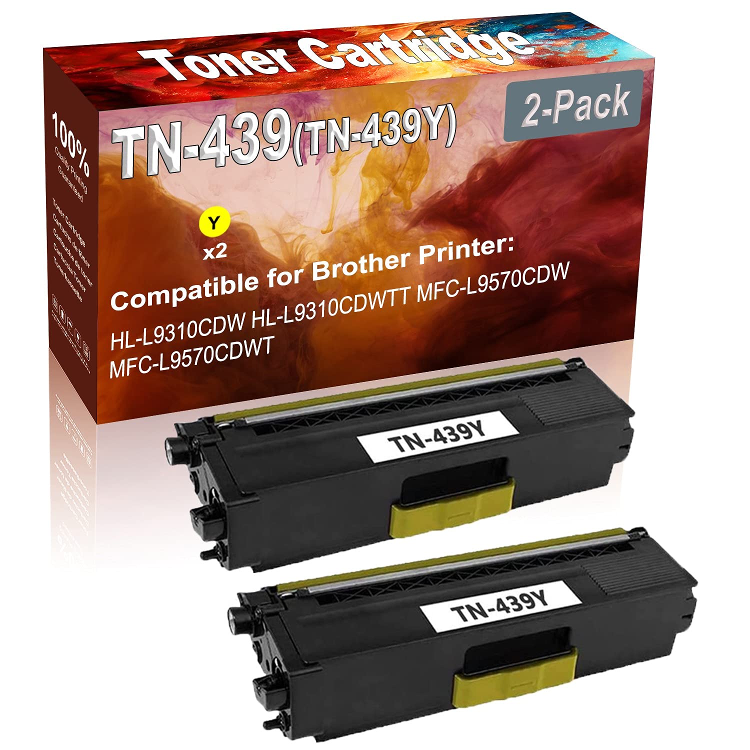 2-Pack High Yield Yellow Laser Toner Cartridge - Compatible with Brother HL-L9310CDW & HL-L9310CDWTT - Replacement for TN-439 (TN-439Y) - Ideal for Office Printing, High Volume Documents & Professional Color Output