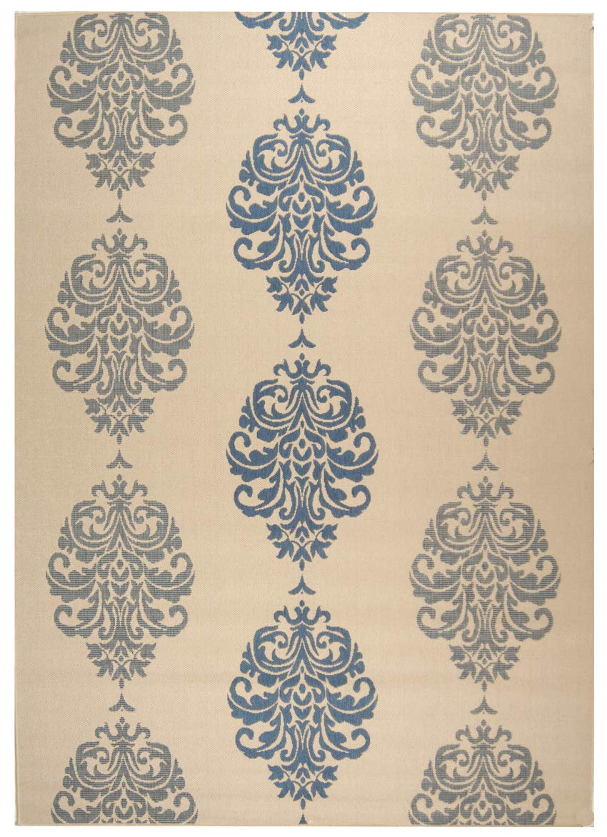 SAFAVIEH Courtyard Collection 9' x 12' Natural Blue Indoor Outdoor Area Rug - Non-Shedding, Washable, Easy Care - Perfect for Patio, Backyard, Mudroom, Living Room & Bedroom (CY2720-3101)