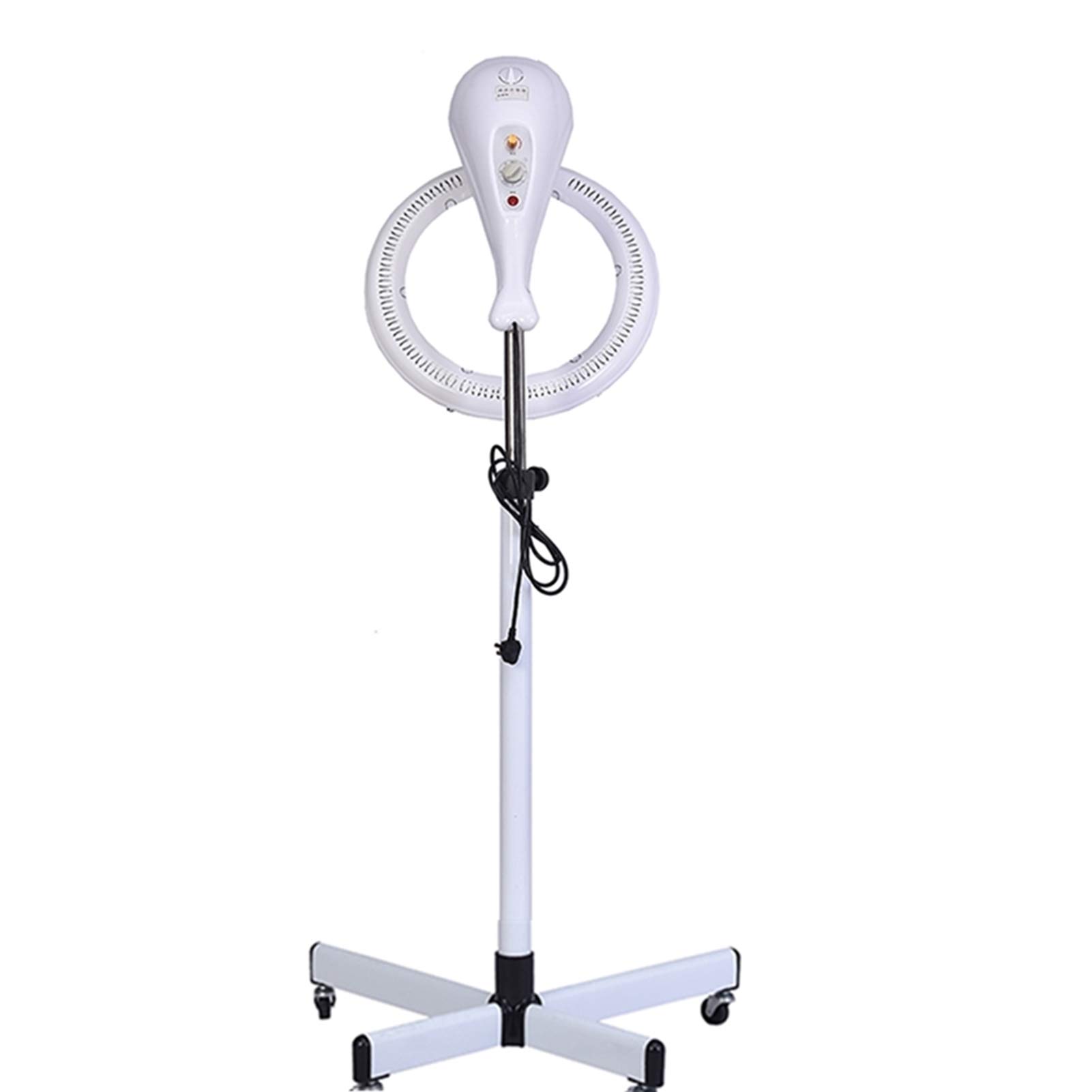 Professional Salon Hair Dryer with Ionic Steamer - Multi-Zone Heating for Dyeing, Perming & Treatment - Adjustable Stand Up Design with Rolling Base - White | Perfect for Barber Shops, Hair Salons & Home Spa Use