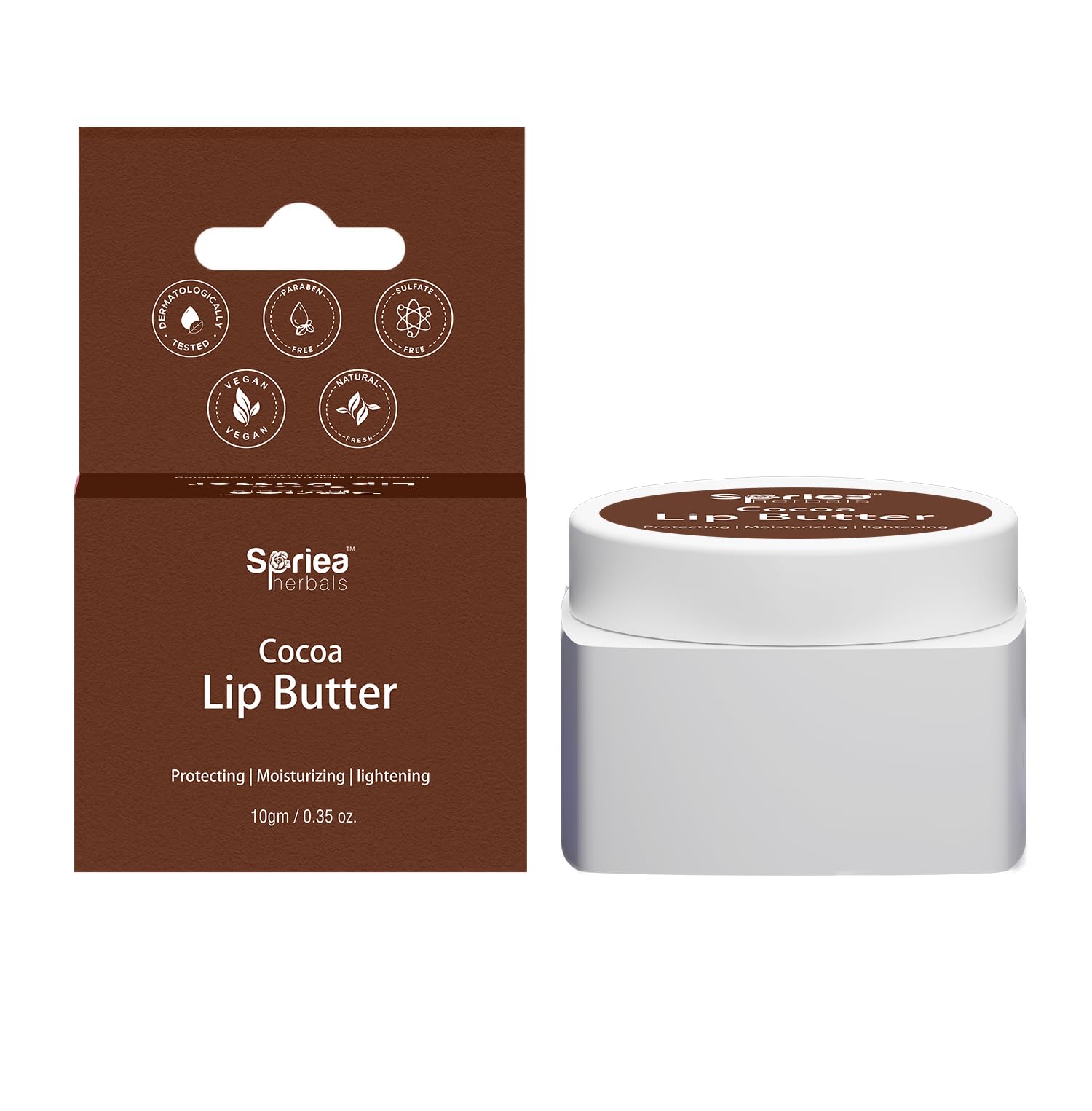 Spriea Herbals Cocoa Lip Butter - Hydrating & Nourishing for Dry, Dark, Pigmented Lips | Enriched with Rose Oil, Mango Seed Oil, Lavender Oil, Licorice Oil & Vitamin E | Perfect for Daily Lip Care, Winter Protection & Natural Lip Treatment
