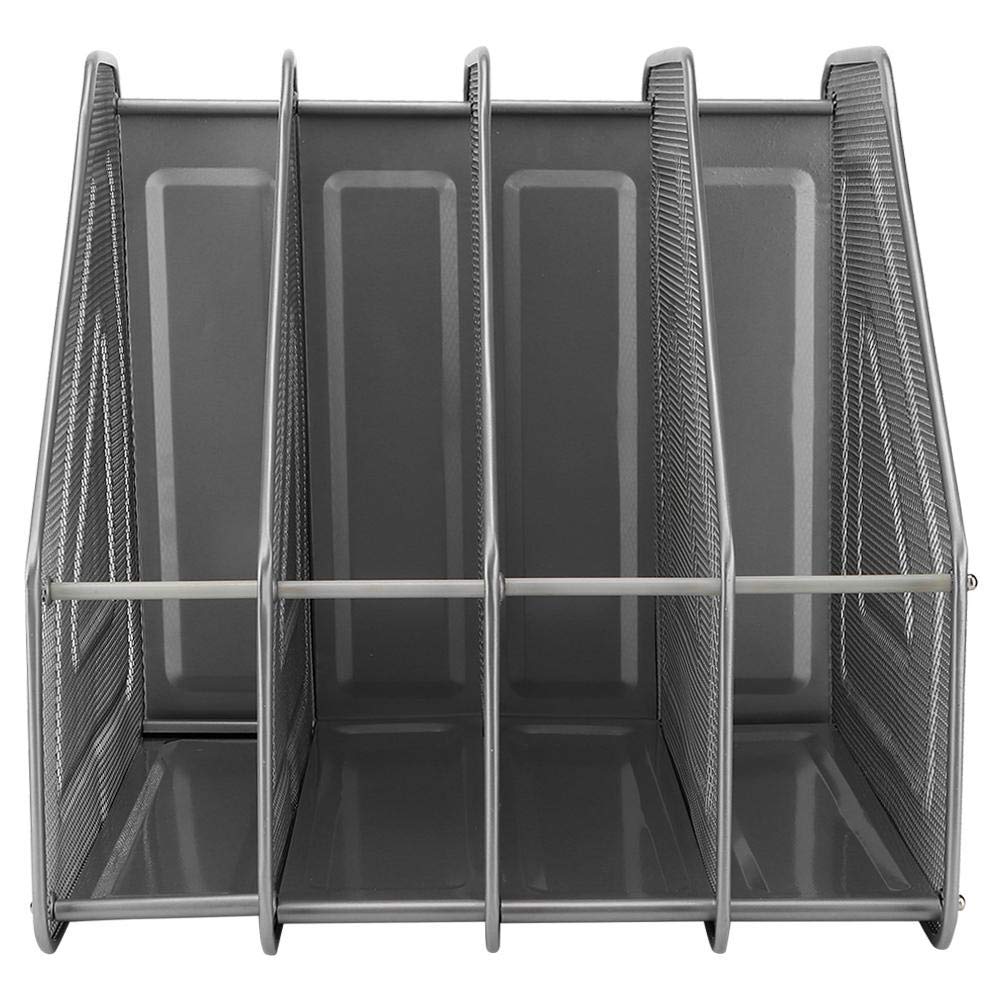 Liyeehao 4-Compartment Desktop File Organizer - Silver Magazine & Document Holder for Office, Home, School | Perfect for Bills, Letters, Files, and Office Supplies Storage