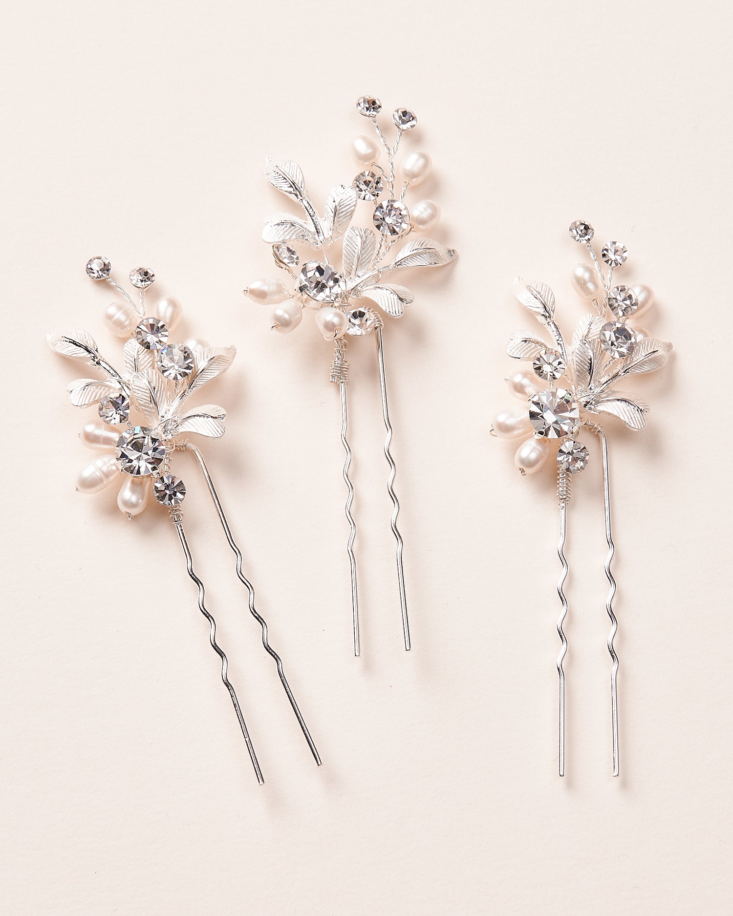 Elegant Freshwater Pearl & Crystal Hair Pins Set of 3 - Perfect for Weddings, Prom & Special Occasions