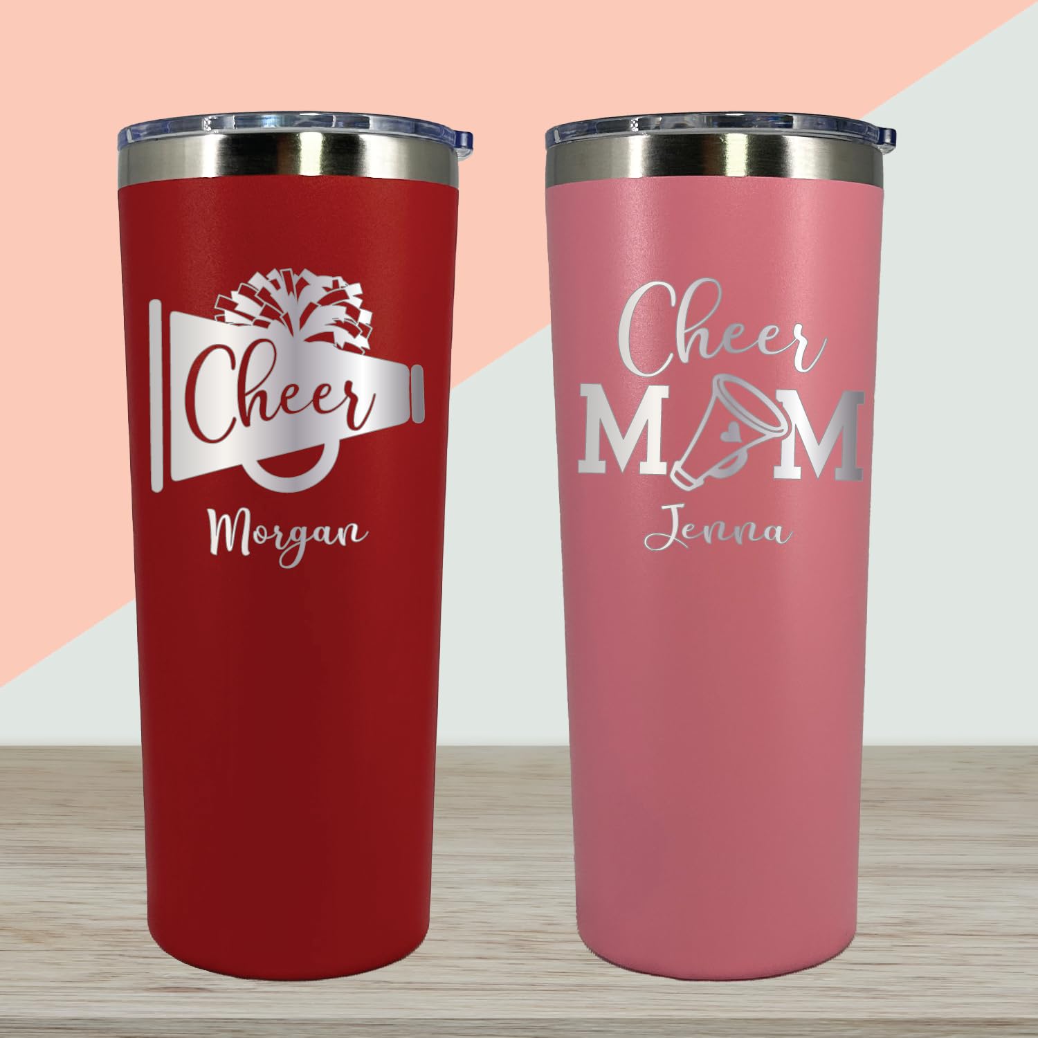 AVITO 22oz Personalized Cheer Tumbler with Lid & Straw - Custom Laser Engraved Insulated Cup - Perfect Cheerleader Gift for Mom, Coach & Team - Great for Practice, Games & Cheerleading Events