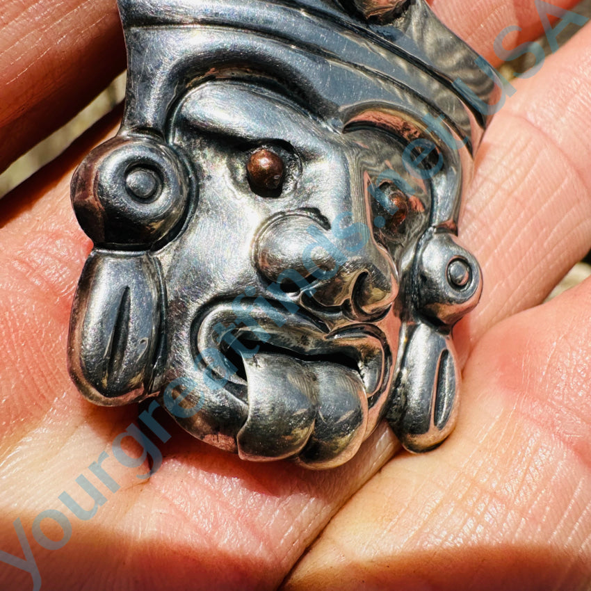 Vintage Mexican Aztec Tlaltecuhtli Pin - Sterling Silver & Purple Glass Brooch - Handmade Ethnic Jewelry for Women - Perfect for Boho Outfits, Cultural Events & Gift Giving