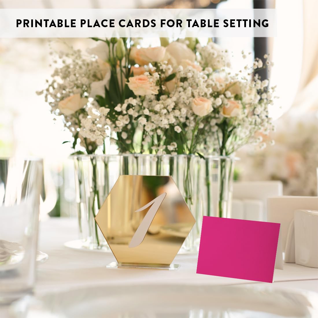 Andaz Press Printable Table Tent Place Cards - Fuchsia 20-Pack Blank Name Cards for Wedding, Baby Shower & Graduation Events | Perfect for Seating Arrangements & Table Settings at Parties, Receptions & Celebrations