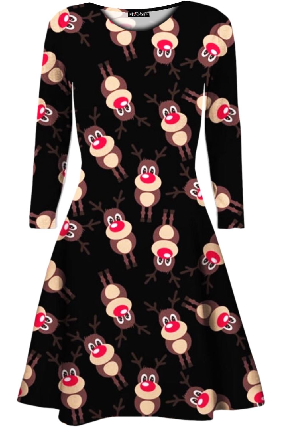 Women's Christmas Penguin Baby Reindeer Swing Dress - Santa Holiday Party Mini Dress for Xmas, Family Gatherings & Festive Celebrations