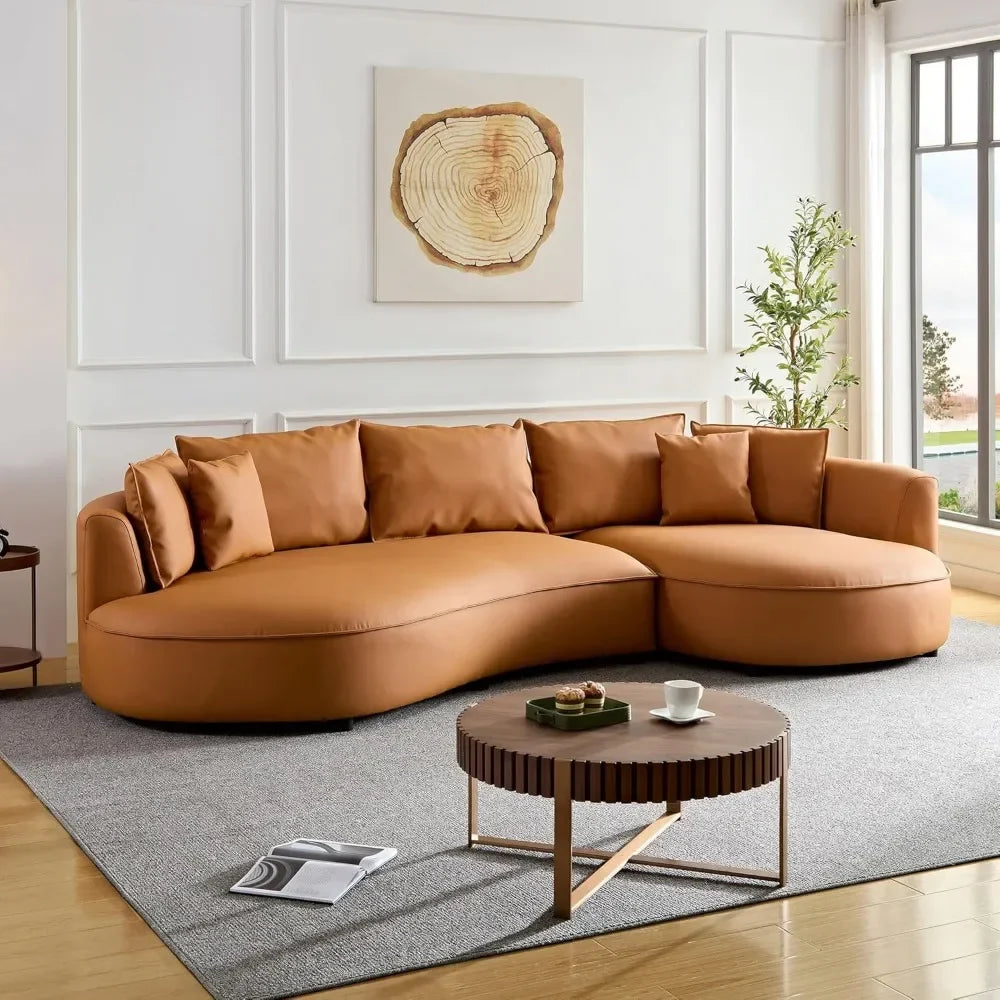 Luxury Curved Sectional Boucle Sofa Couch – Modern Comfortable Living Room Furniture for Small Spaces & Apartments | Perfect for Lounge, Family Room & Contemporary Home Decor