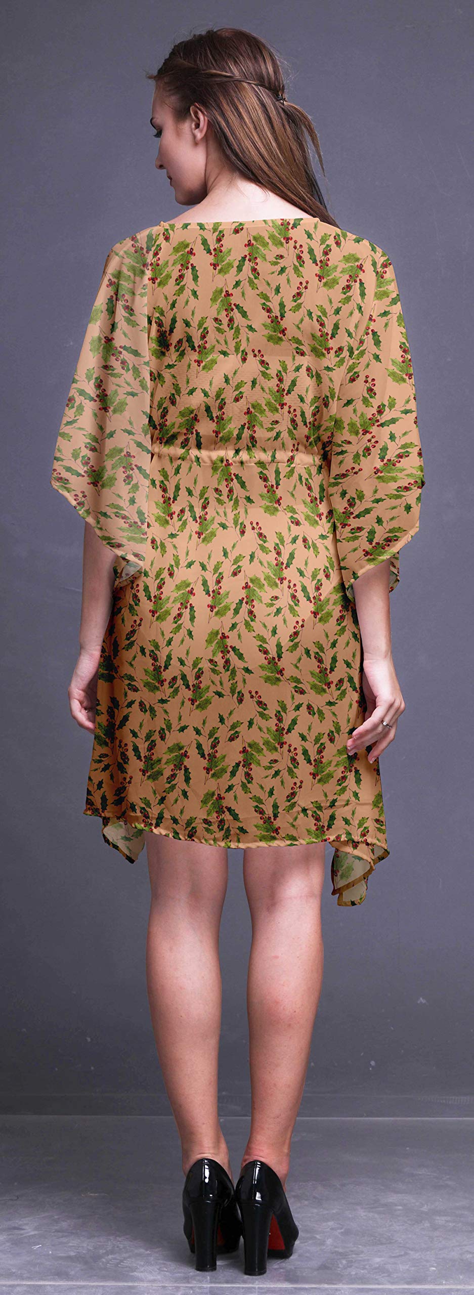 Bimba Women's Short Caftan Midi Dress - Beach Cover Up, Swimwear Wrap, Boho Summer Dress for Pool, Vacation & Resort Wear