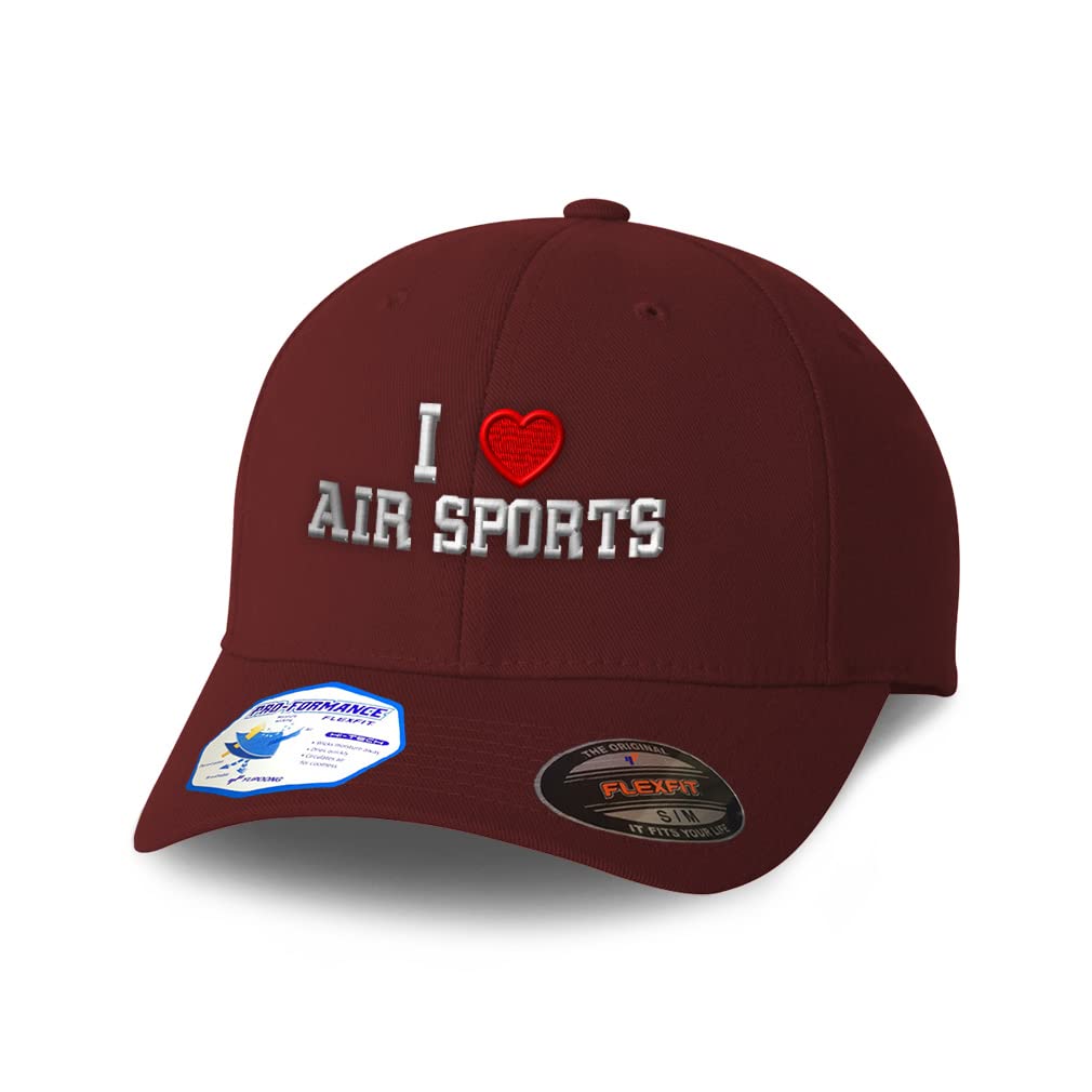 Custom Flexfit Hats for Men & Women - (Love) Air Sports Red Heart Baseball Caps - Perfect for Sports Fans, Outdoor Activities & Casual Wear