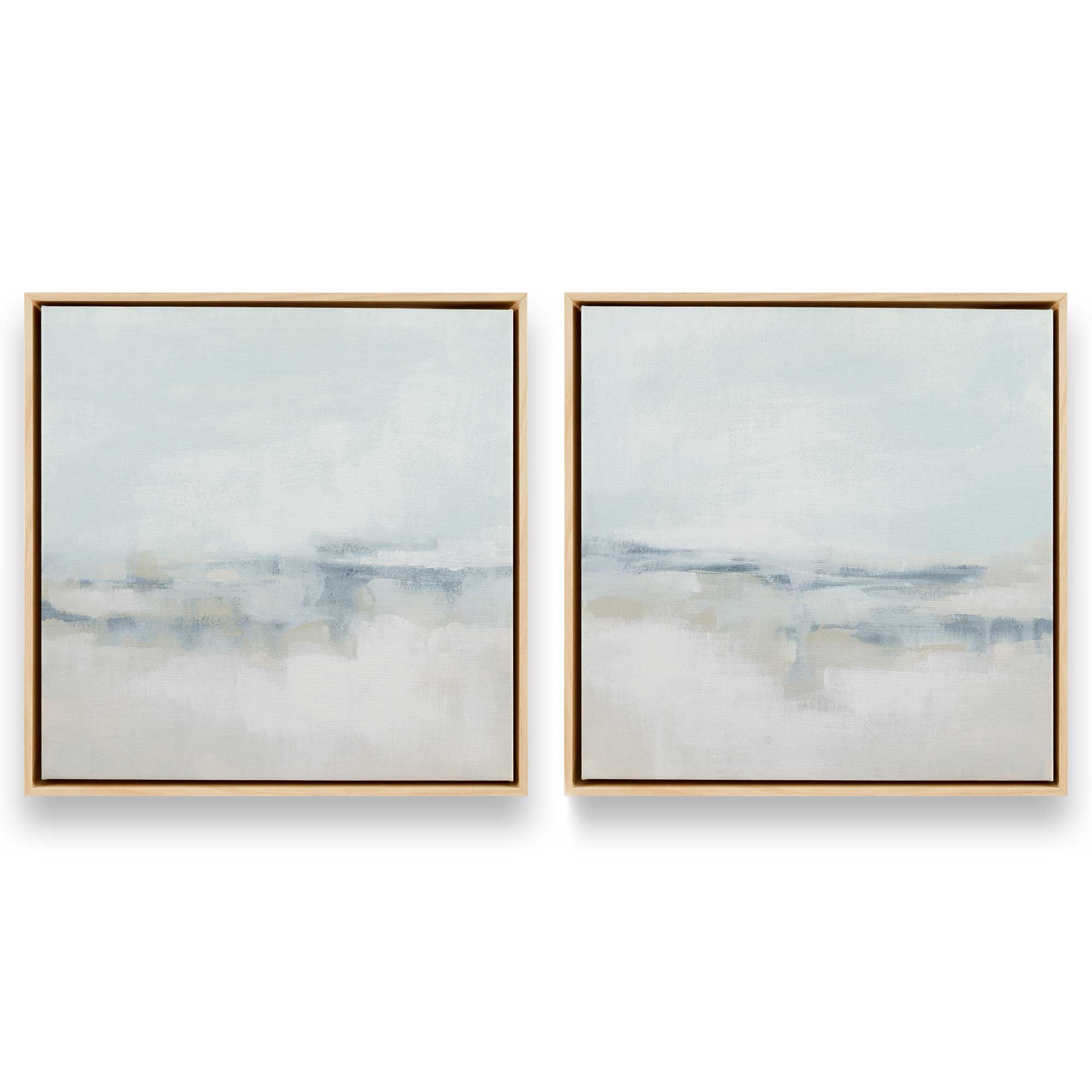 Cloudy Shoreline Hues - Set of 2 Premium Canvas Wall Art Prints for Coastal Home Decor | Perfect for Living Room, Bedroom & Beach House