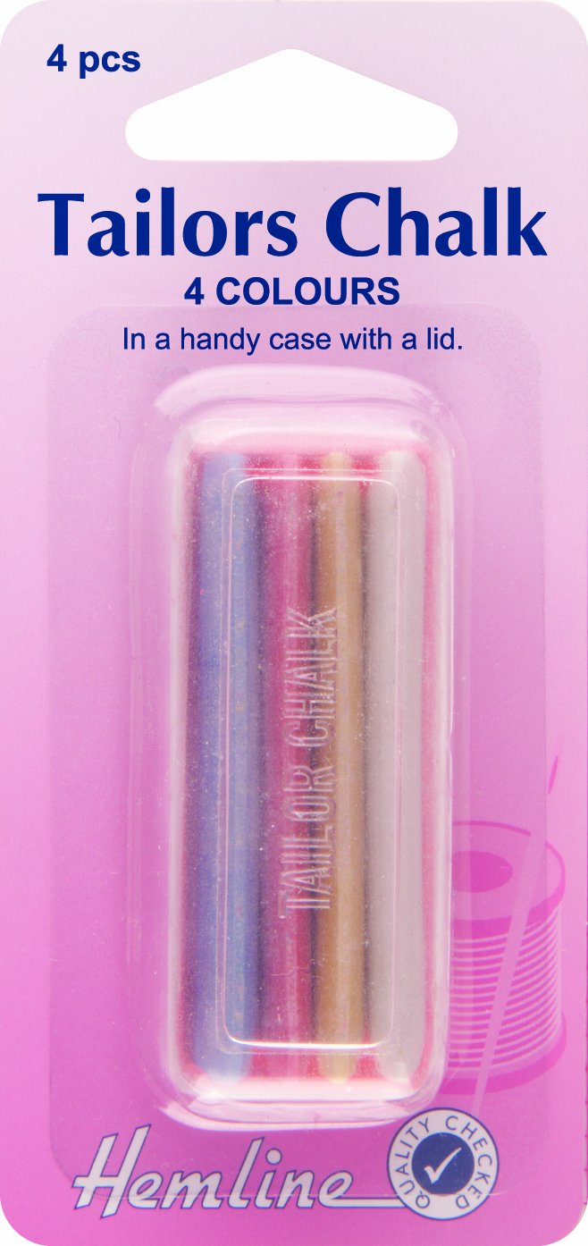 Hemline Sewing Tailor's Chalk - 4 Pack White & Blue Tailor Chalk for Fabric Marking, Dressmaking, Quilting - Perfect for DIY Sewing Projects, Alterations & Crafting
