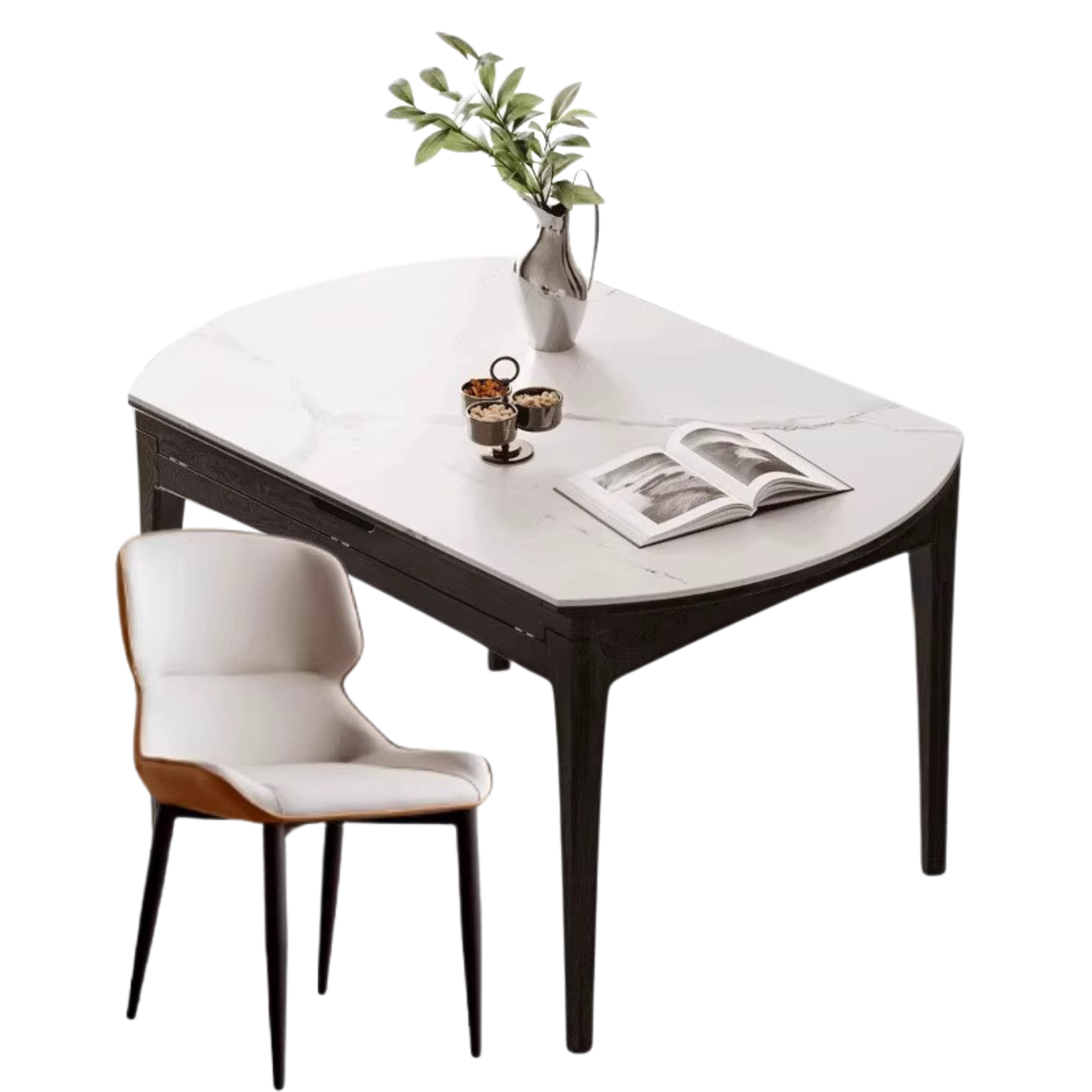 Solid Oak Wood Folding Dining Table - Light Luxury Rock Slab Design for Small Spaces, Apartments & Outdoor Dining | Durable & Stylish Home Furniture