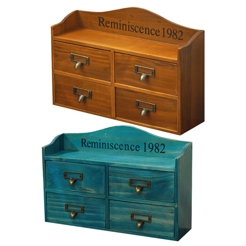 GANAZONO 2PCS Mini Wooden Desk Drawer Organizer - Tabletop Storage Box for Jewelry, Cosmetics, Office & Home Use - Perfect for Bedroom, Vanity & Workspace Organization