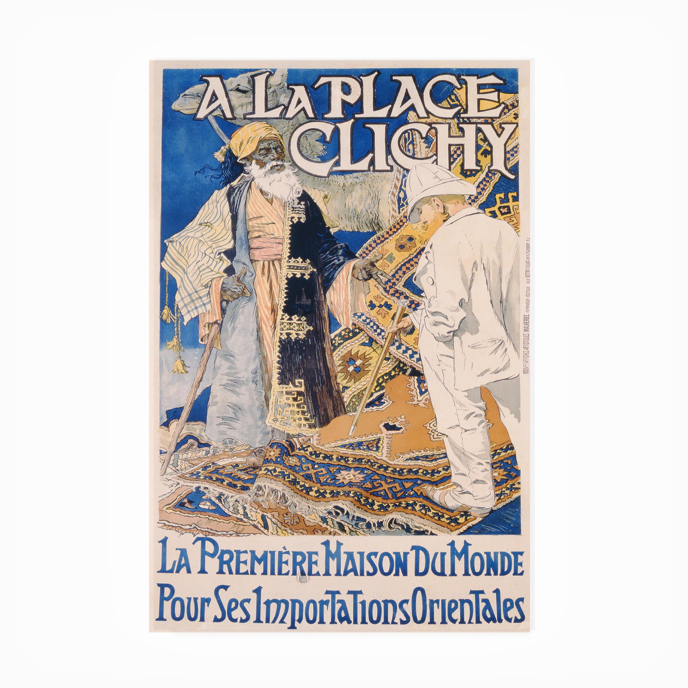 Eugene Grasset 'A La Place Clinchy 1890' Vintage Art Print - Waterproof Outdoor Wall Decor for Garden, Patio & Porch - Weatherproof Home Decoration