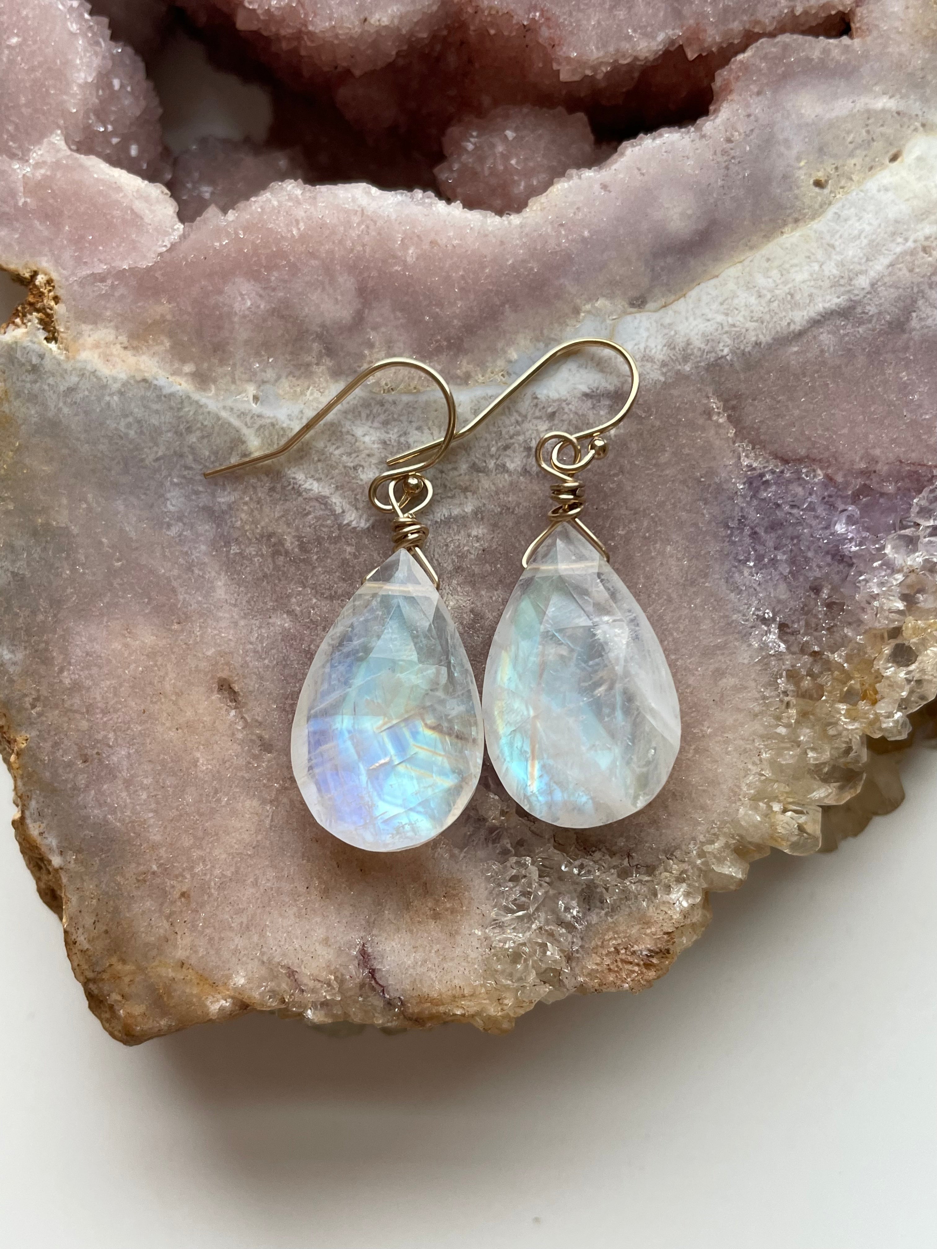 Moonstone Drop Earrings - 14K Gold June Birthstone Jewelry for Women | Elegant Gift for Birthday, Anniversary & Special Occasions