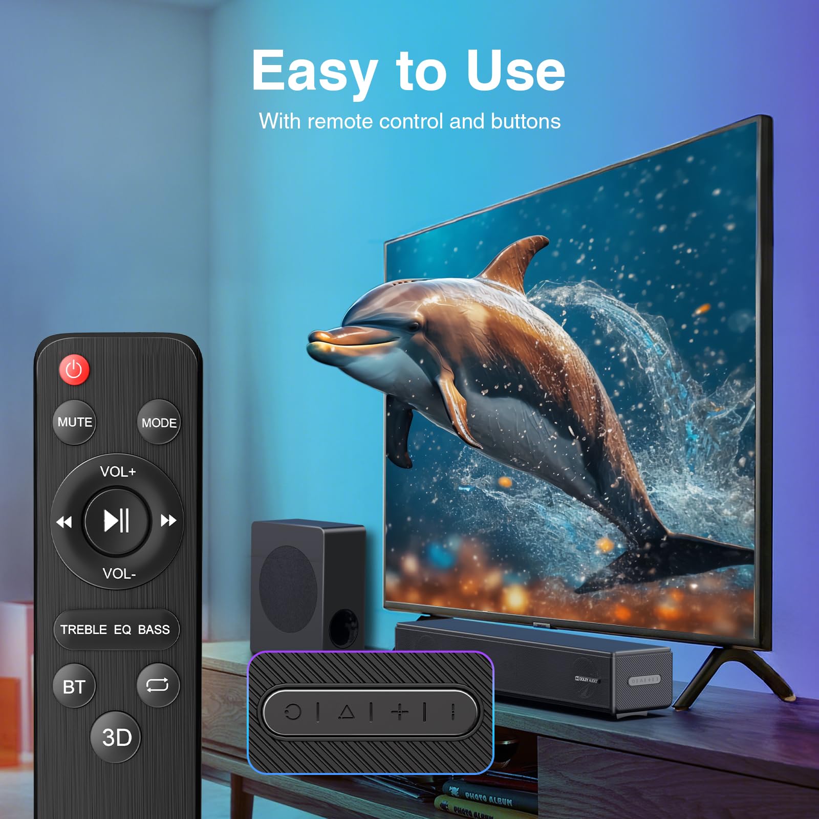 2.1 Channel Soundbar with Wireless Subwoofer - 200W Dolby Digital Home Theater System, HDMI eARC/Bluetooth 5.0/DSP/Remote - Surround Sound Speaker for Smart TVs - Perfect for Movie Nights & Gaming