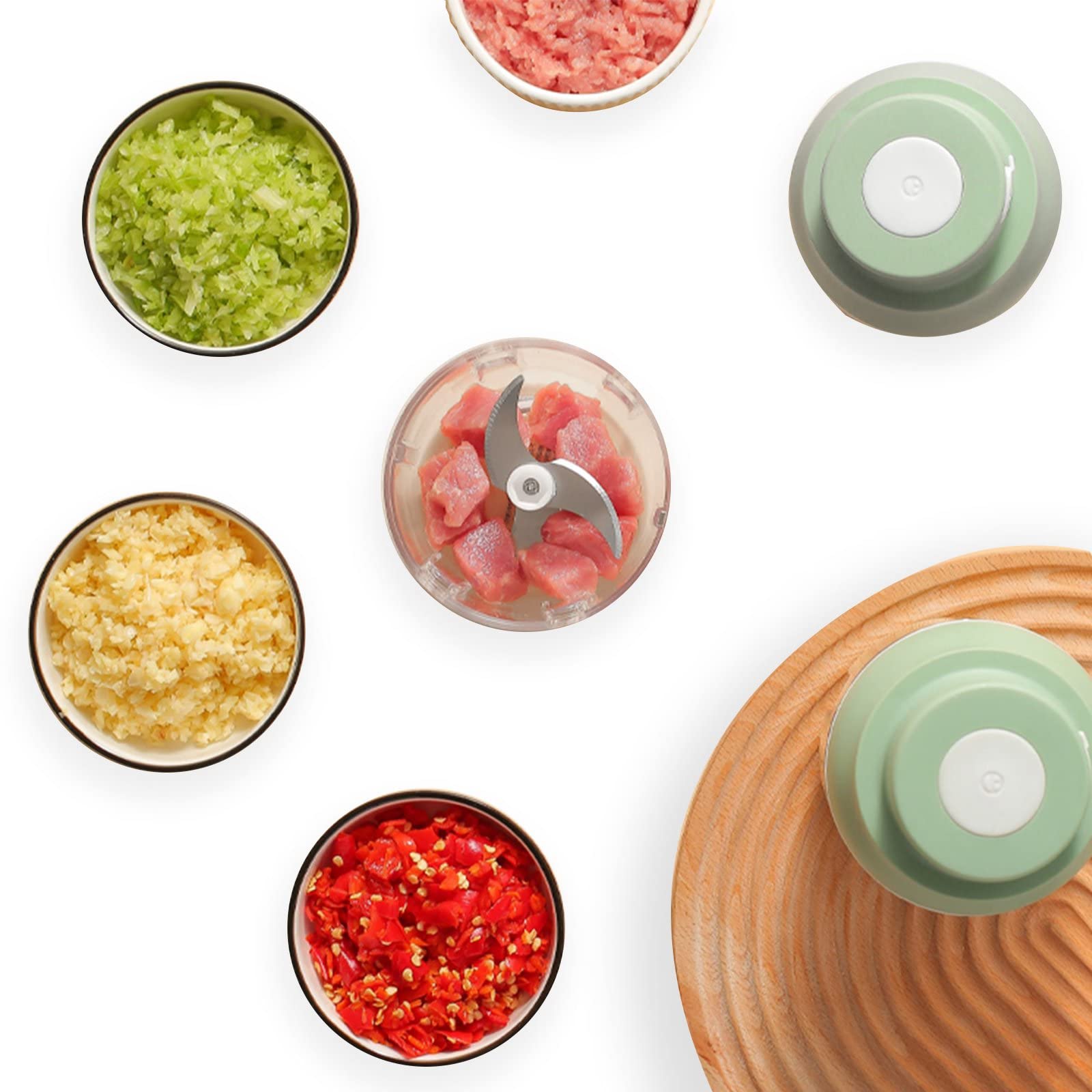 Electric Garlic Chopper - Portable Wireless Mini Food Processor for Chopping Garlic, Ginger, Peppers, Onions & Nuts - Perfect for Kitchen, Camping & Small Space Cooking